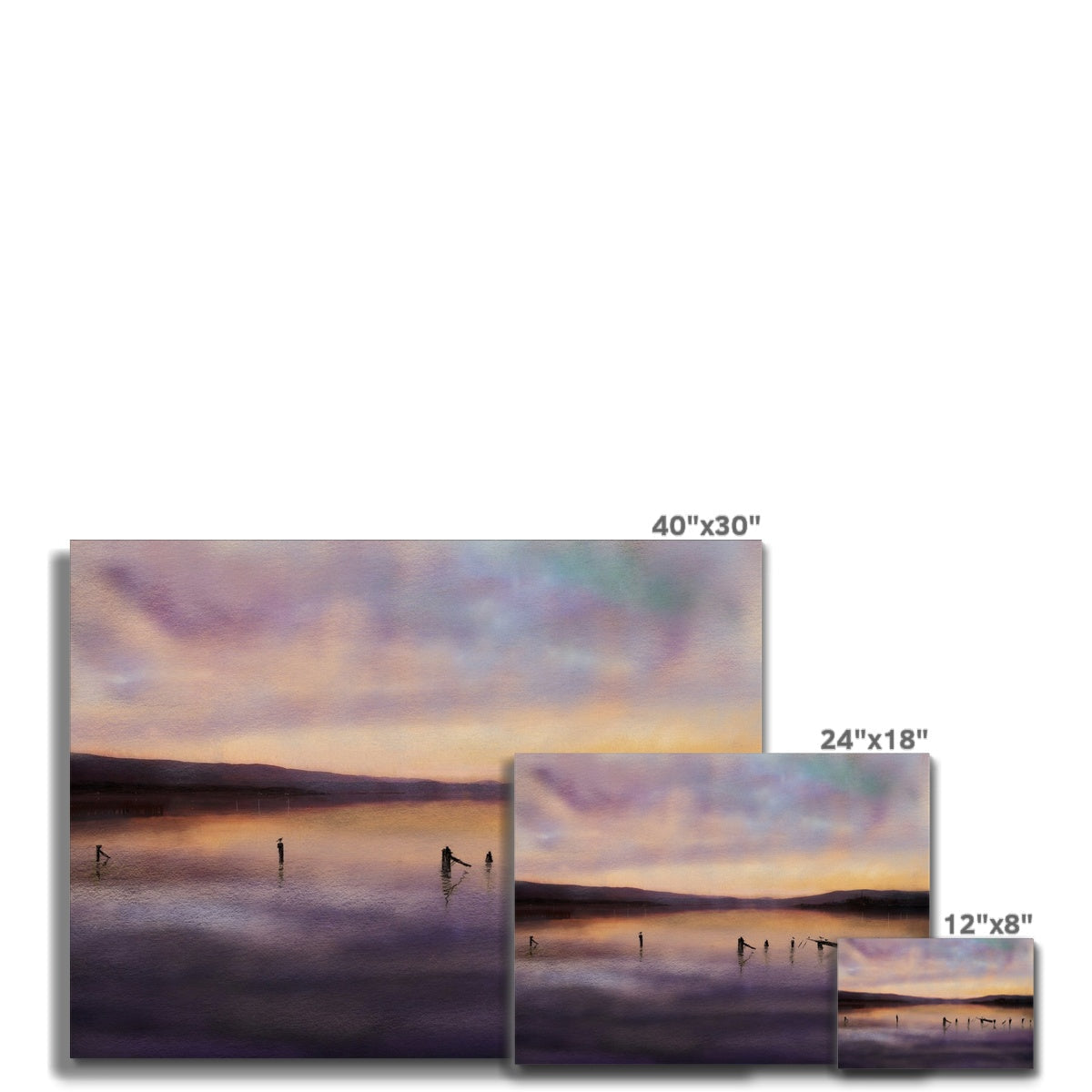 Admiralty Jetty Dusk 40x30 canvas print of serene lakeside fishing scene