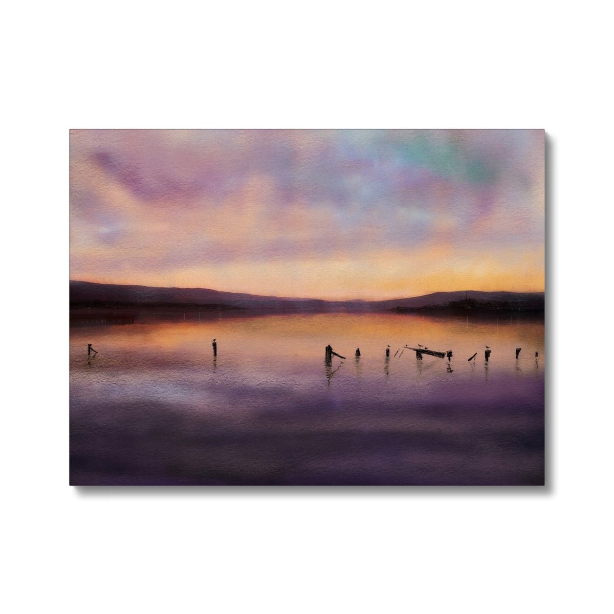Admiralty Jetty Dusk Painting | Canvas From Scotland-Contemporary Stretched Canvas Prints-River Clyde Art Gallery-24"x18"-Paintings, Prints, Homeware, Art Gifts From Scotland By Scottish Artist Kevin Hunter