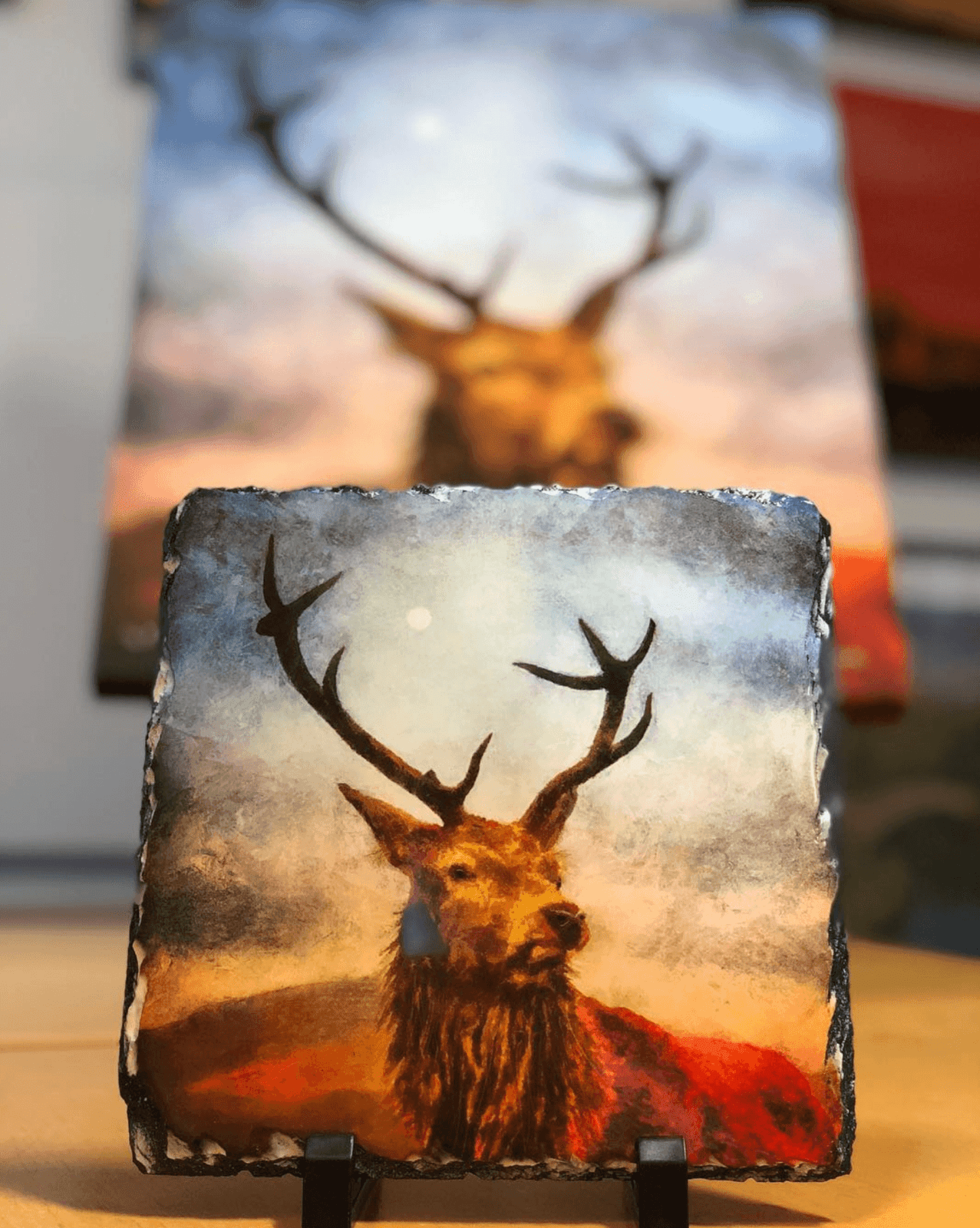 Ailsa Craig Dusk Arran Scottish Slate Art-Slate Art-Arran Art Gallery-Paintings, Prints, Homeware, Art Gifts From Scotland By Scottish Artist Kevin Hunter