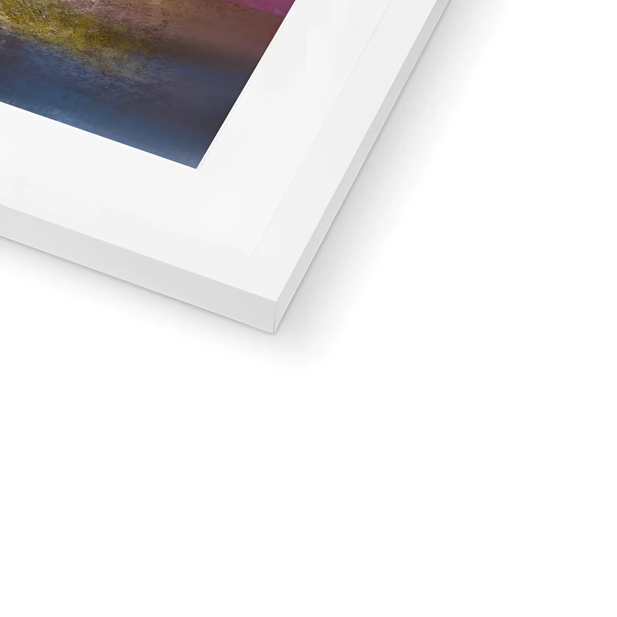 White picture frame with an abstract painting, part of the Ailsa Craig Dusk Framed and Mounted Print collection