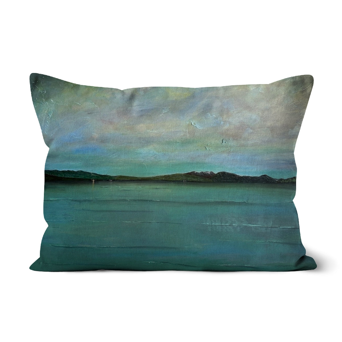 An Ethereal Loch Lomond Art Gifts Cushion | Scottish Lochs &amp; Mountains Art Gallery | Paintings, Prints, Homeware and Art Gifts From Scotland By Scottish Artist Kevin Hunter