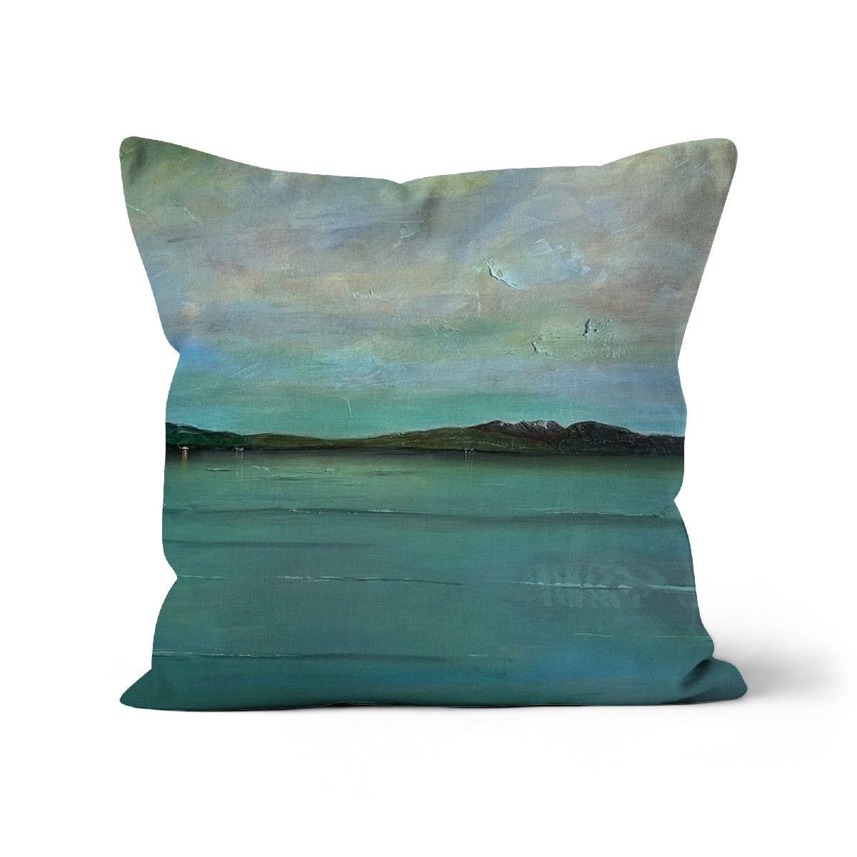 An Ethereal Loch Lomond Art Gifts Cushion-Cushions-Scottish Lochs & Mountains Art Gallery-Canvas-12"x12"-Paintings, Prints, Homeware, Art Gifts From Scotland By Scottish Artist Kevin Hunter