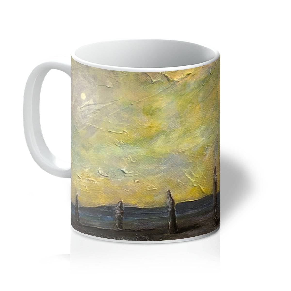 An Ethereal Ring Of Brodgar Art Gifts Mug-Mugs-Orkney Art Gallery-11oz-White-Paintings, Prints, Homeware, Art Gifts From Scotland By Scottish Artist Kevin Hunter