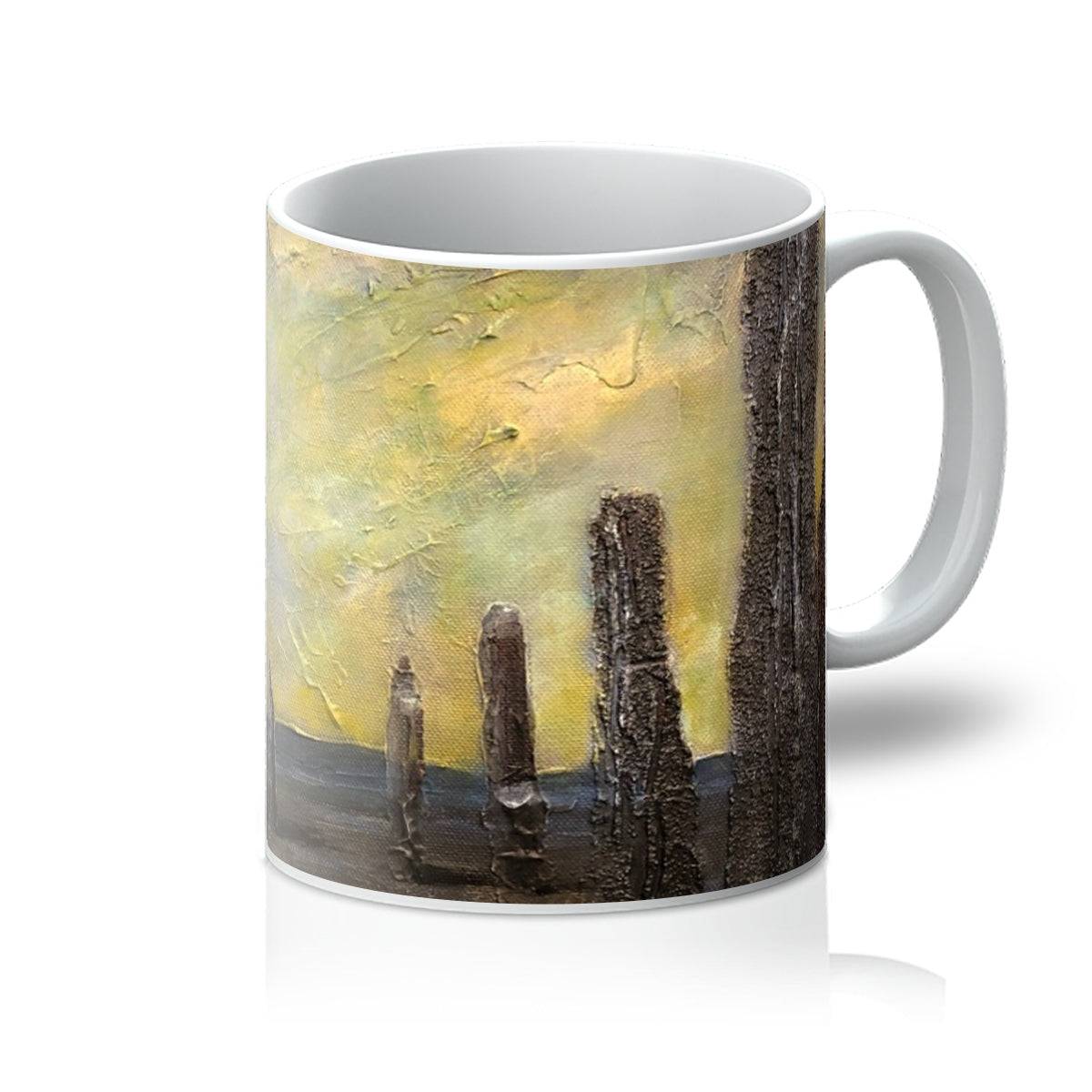 An Ethereal Ring Of Brodgar Art Gifts Mug-Mugs-Orkney Art Gallery-11oz-White-Paintings, Prints, Homeware, Art Gifts From Scotland By Scottish Artist Kevin Hunter
