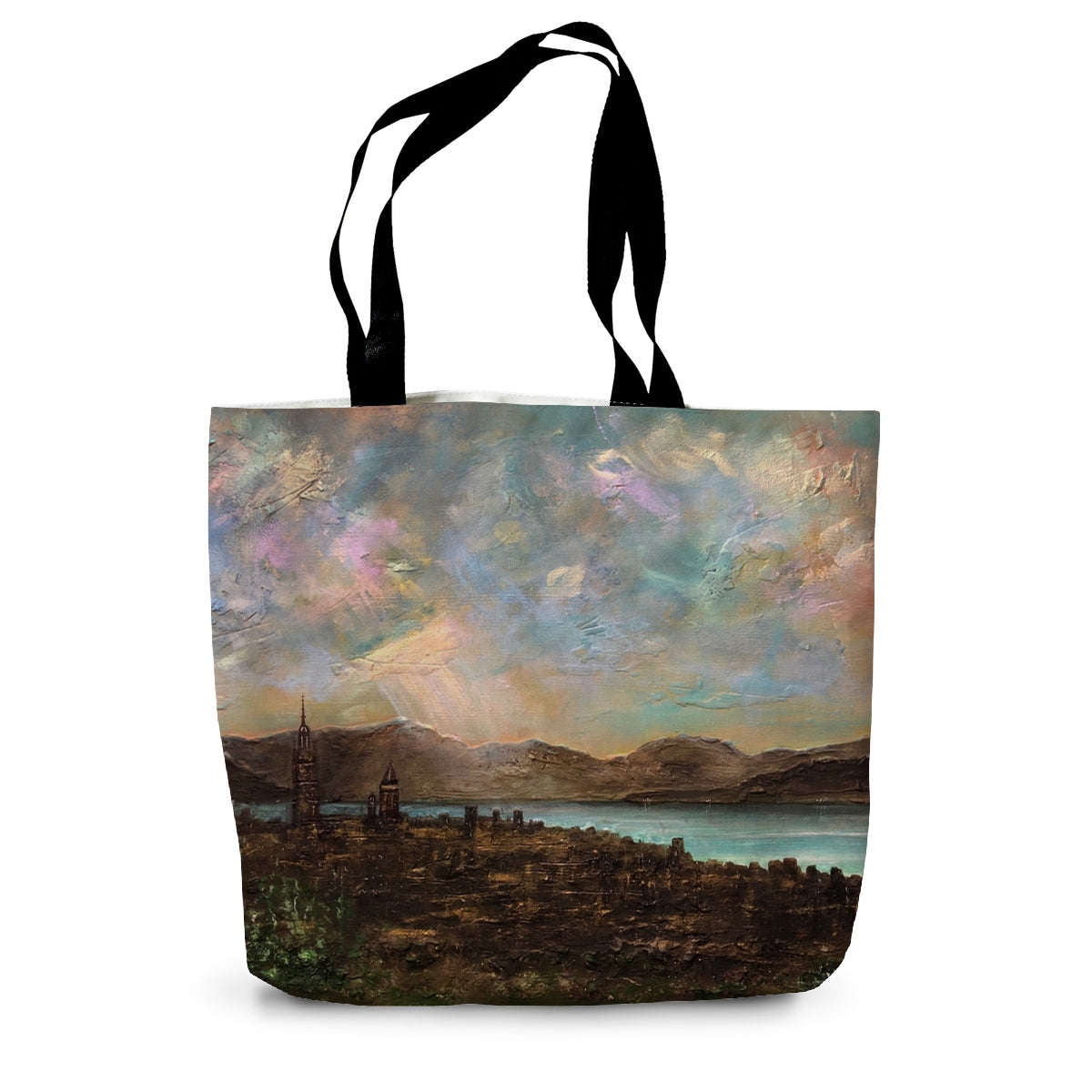 Angels Fingers Over Greenock Art Gifts Canvas Tote Bag-Bags-River Clyde Art Gallery-14"x18.5"-Paintings, Prints, Homeware, Art Gifts From Scotland By Scottish Artist Kevin Hunter
