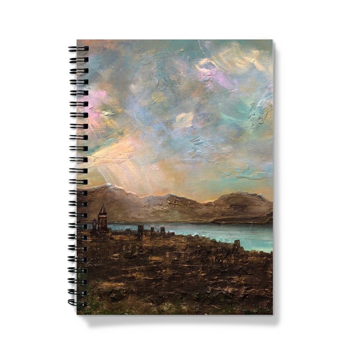 Angels Fingers Over Greenock Art Gifts Notebook-Journals & Notebooks-River Clyde Art Gallery-A5-Lined-Paintings, Prints, Homeware, Art Gifts From Scotland By Scottish Artist Kevin Hunter