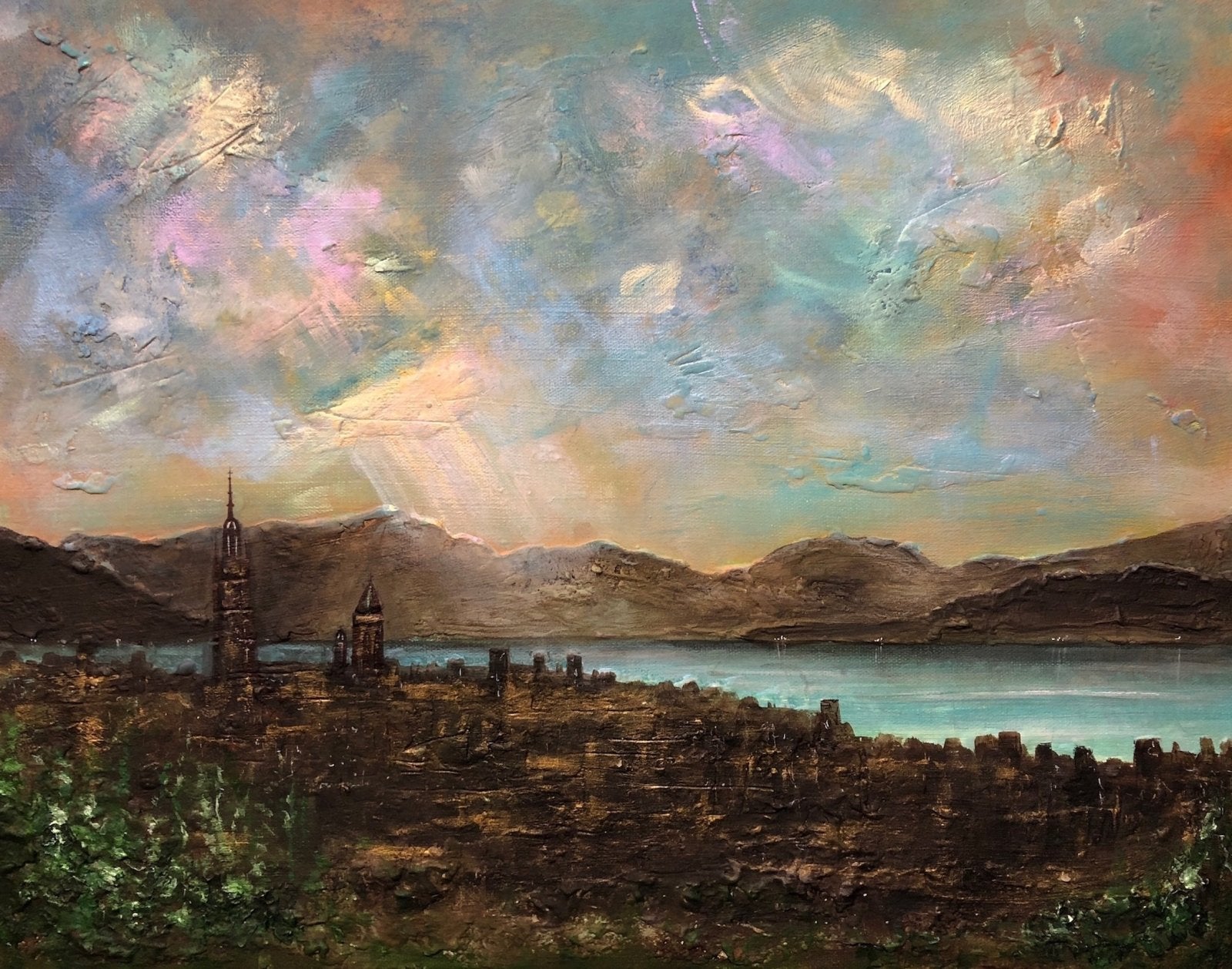 Angels Fingers Over Greenock-Signed Art Prints By Scottish Artist Hunter-River Clyde Art Gallery-Paintings, Prints, Homeware, Art Gifts From Scotland By Scottish Artist Kevin Hunter