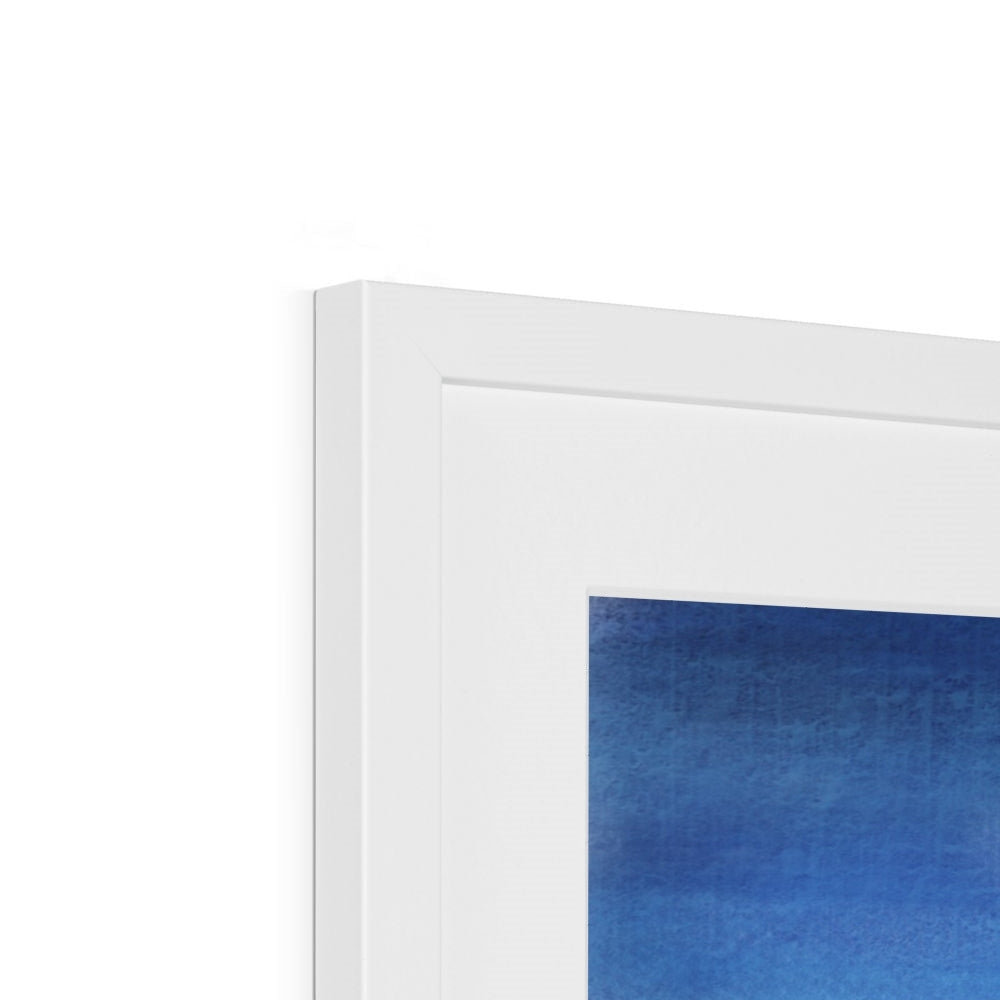 White rectangular frame art print with blue gradient minimalist design