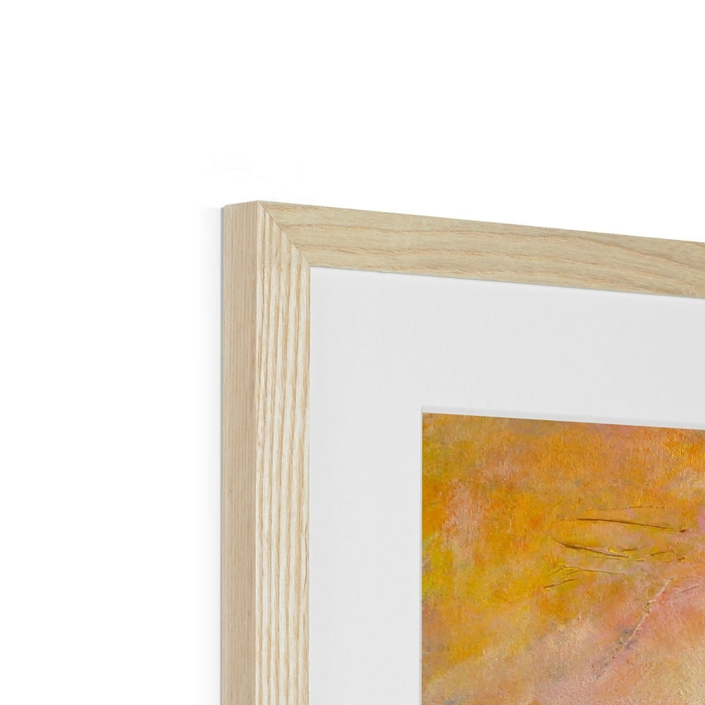 Arran Dusk abstract painting in light wood frame with white mat