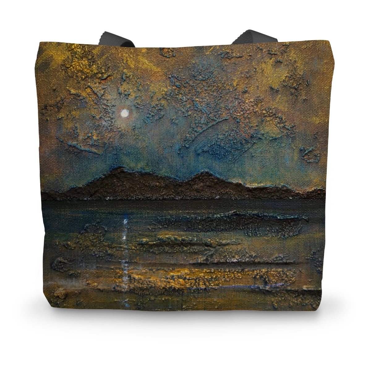 Arran Moonlight Art Gifts Canvas Tote Bag-Bags-Arran Art Gallery-14"x18.5"-Paintings, Prints, Homeware, Art Gifts From Scotland By Scottish Artist Kevin Hunter
