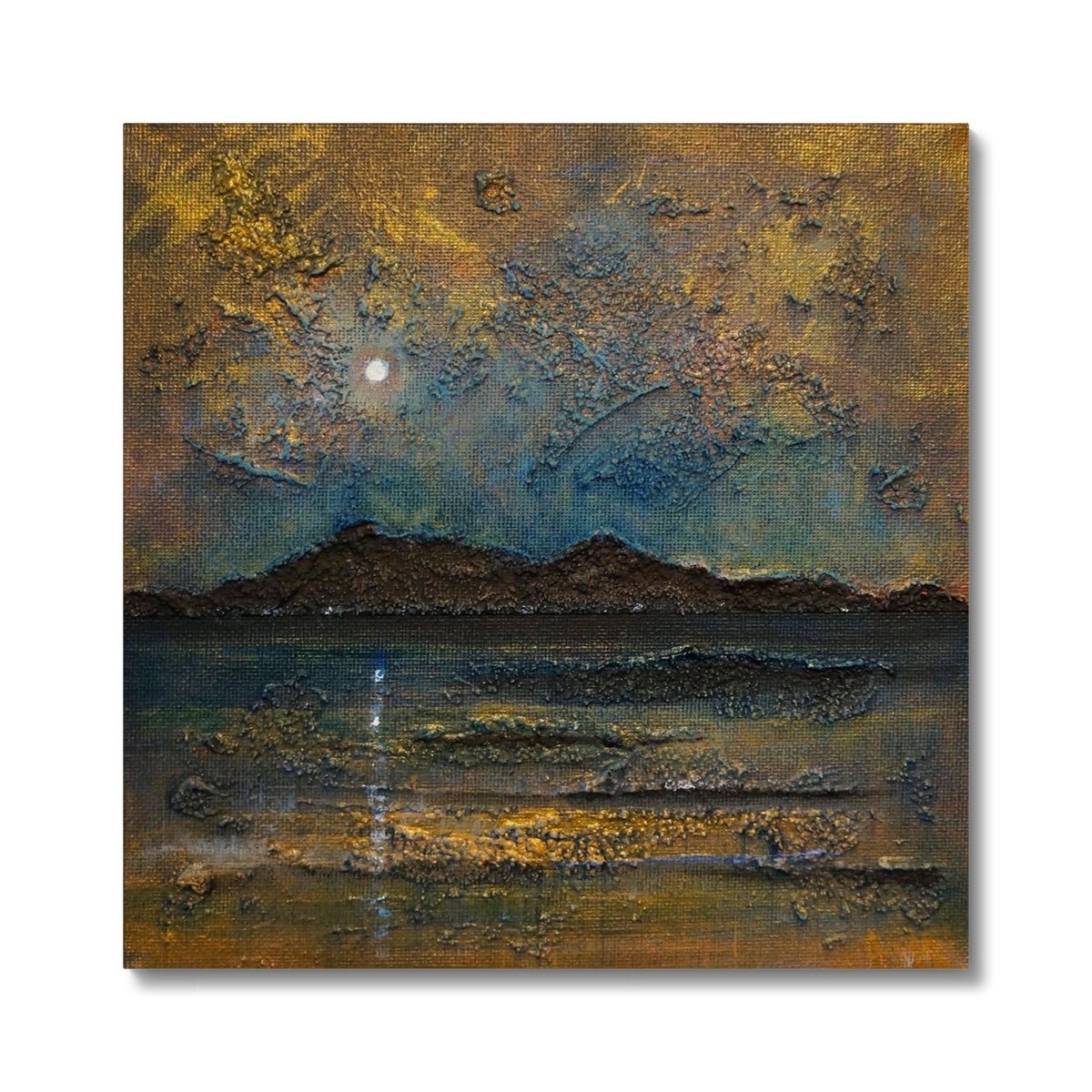 Arran Moonlight Painting | Canvas From Scotland-Contemporary Stretched Canvas Prints-Arran Art Gallery-24"x24"-Paintings, Prints, Homeware, Art Gifts From Scotland By Scottish Artist Kevin Hunter