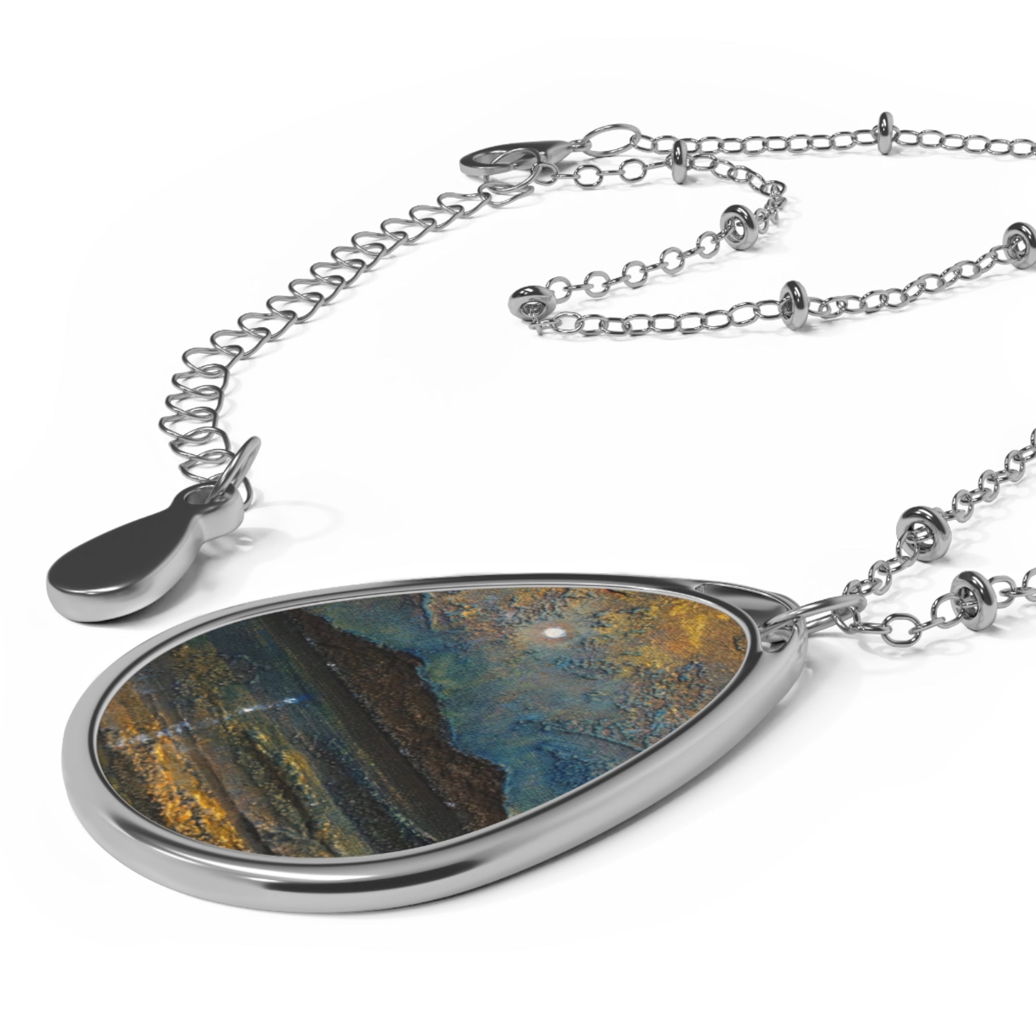 Arran Moonlight silver teardrop necklace with colorful gemstone pendant