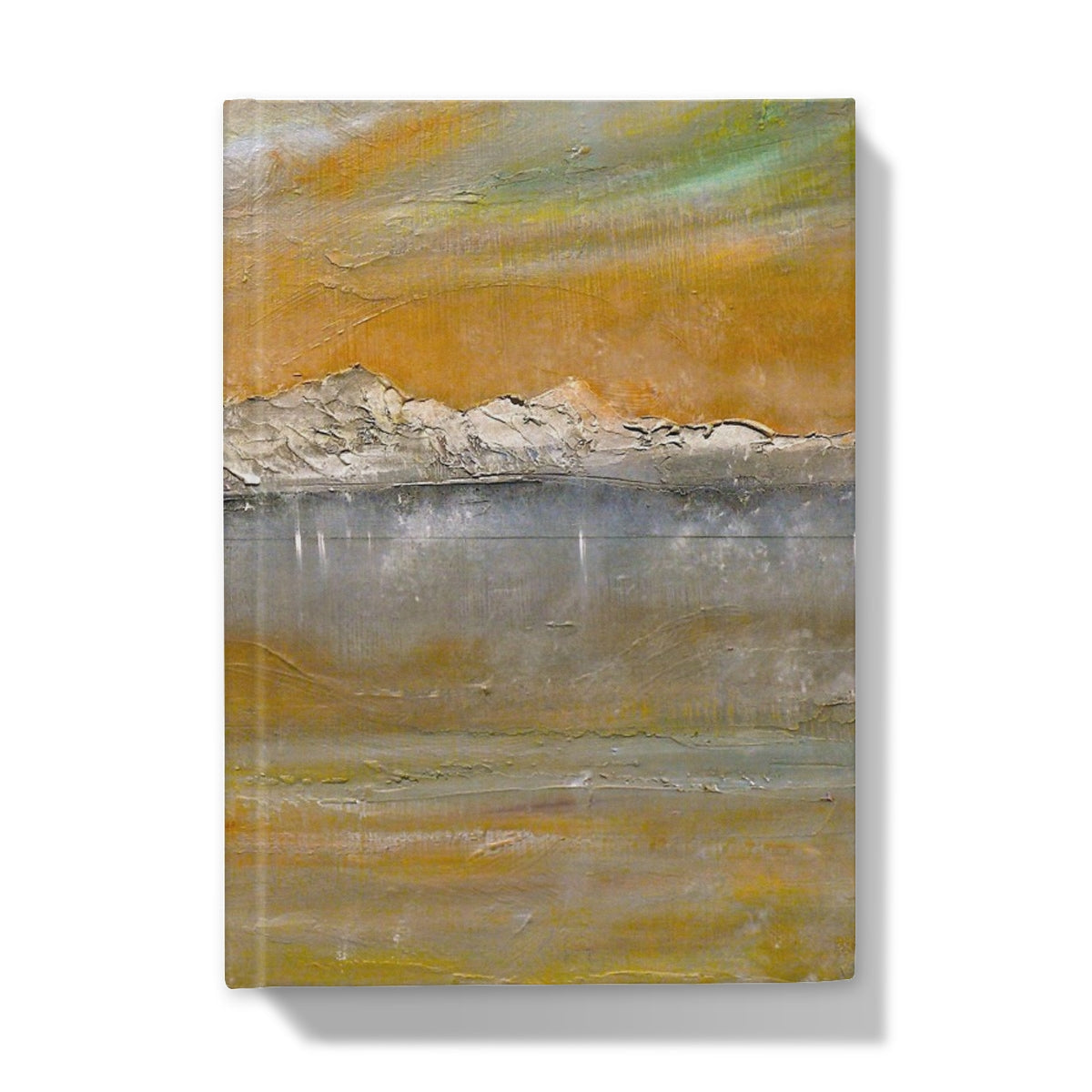 Arran Snow Hardback Journal with abstract ochre-gray landscape