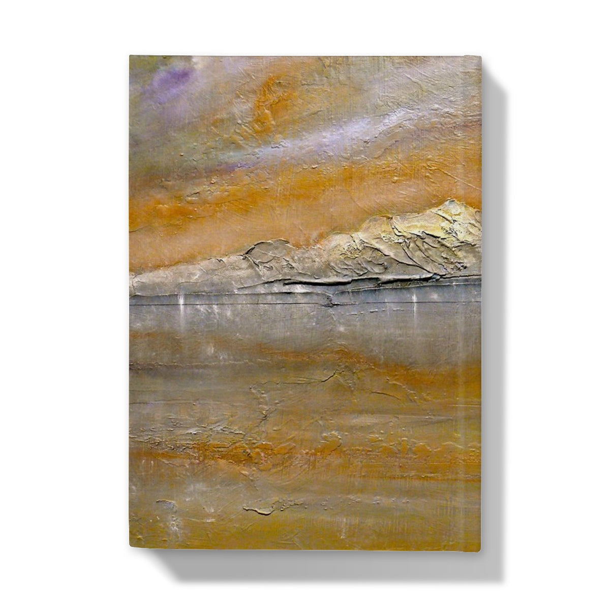 Arran Snow journal with abstract ochre-gray landscape painting