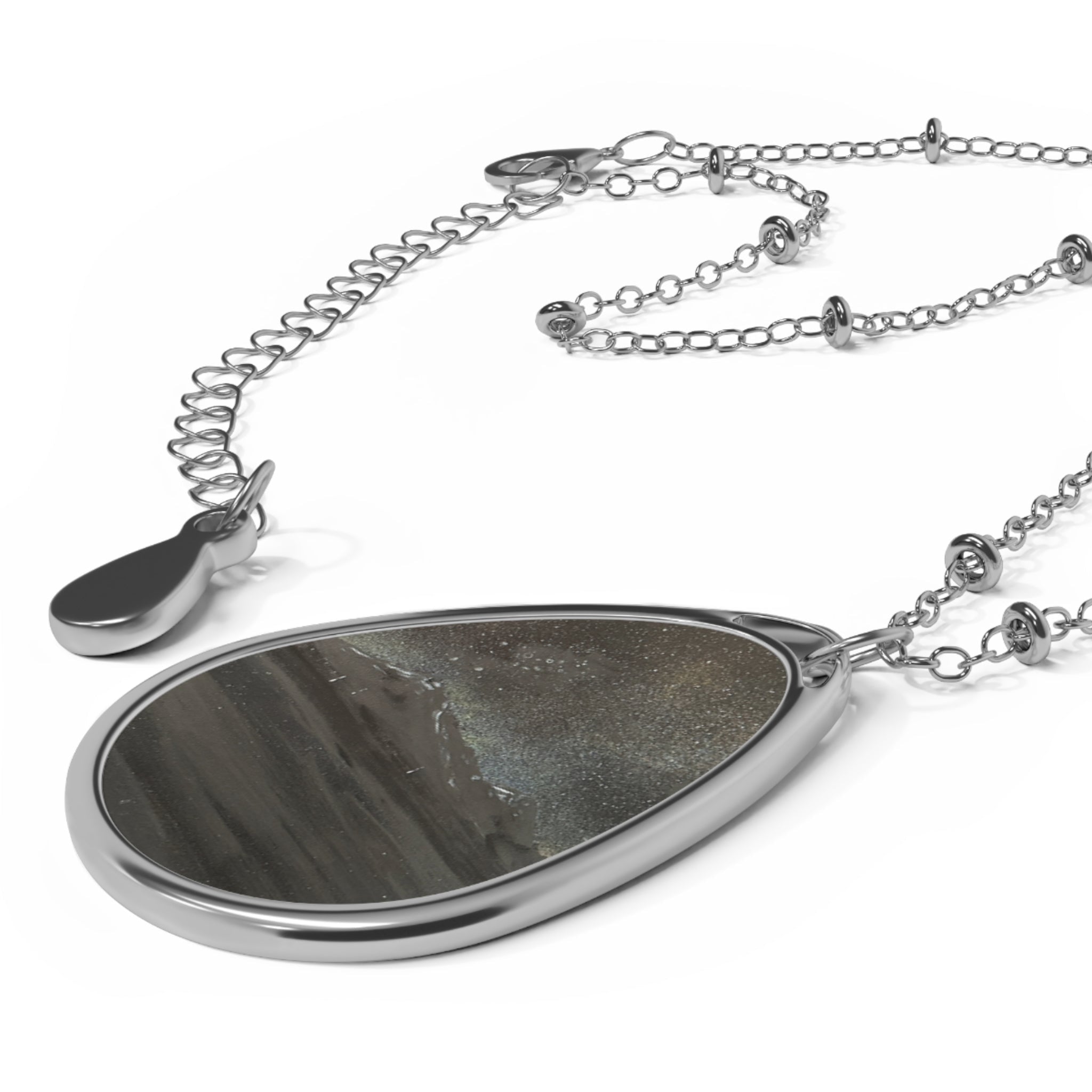 Silver teardrop pendant necklace with adjustable chain from Arran Still Starlight Scottish Jewellery