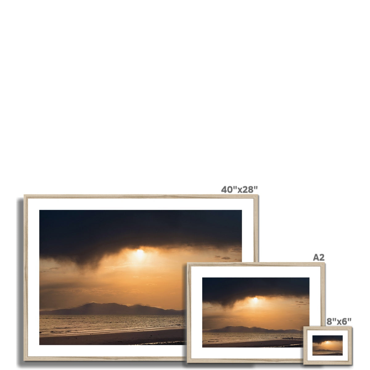 40x28 inch framed Arran Summer Storm sunset landscape print