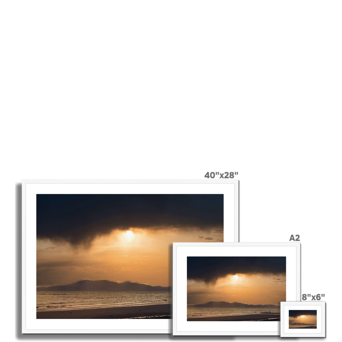 40x28 inch framed Arran Summer Storm sunset beach print