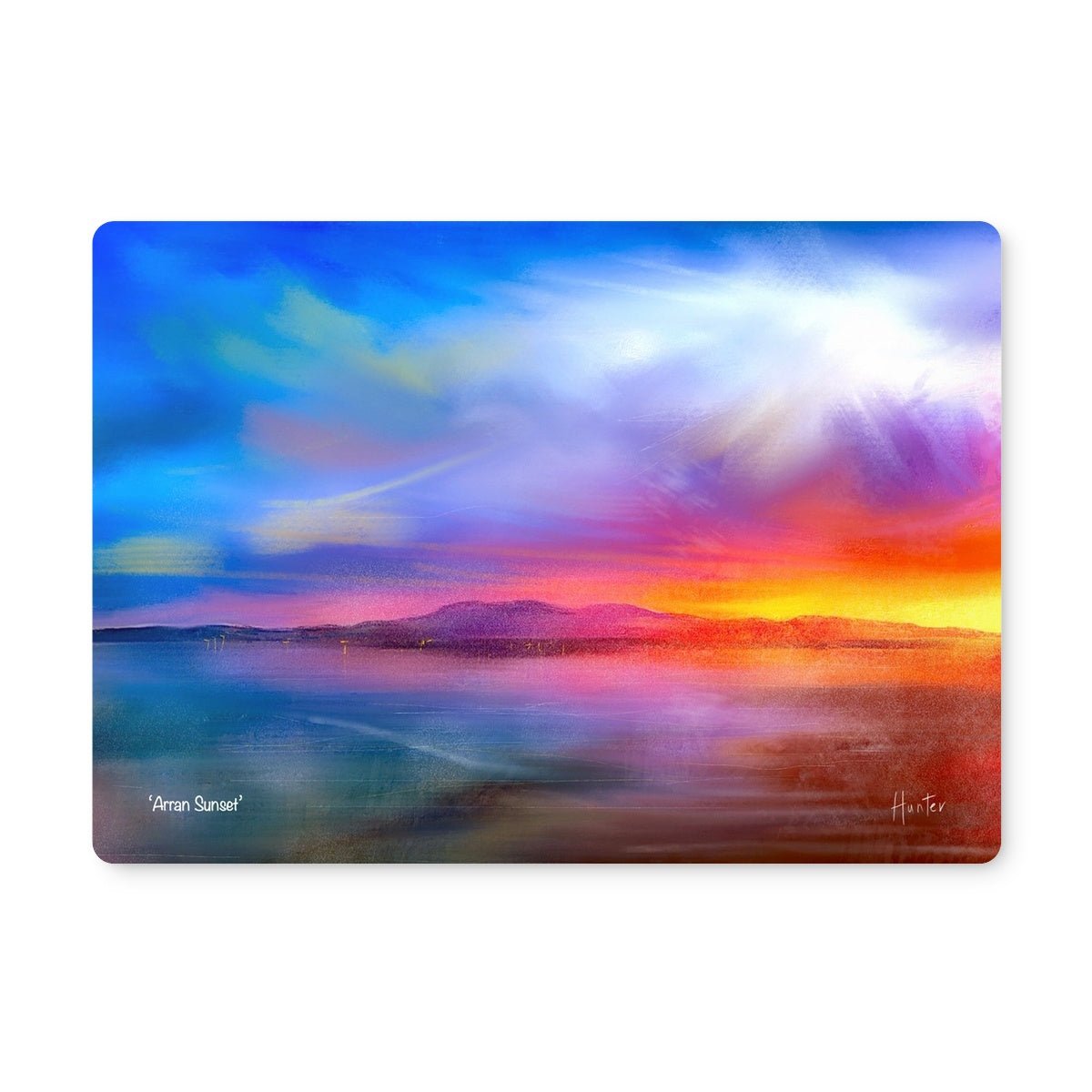 Arran Sunset Art Gifts Placemat-Placemats-Arran Art Gallery-Single Placemat-Paintings, Prints, Homeware, Art Gifts From Scotland By Scottish Artist Kevin Hunter