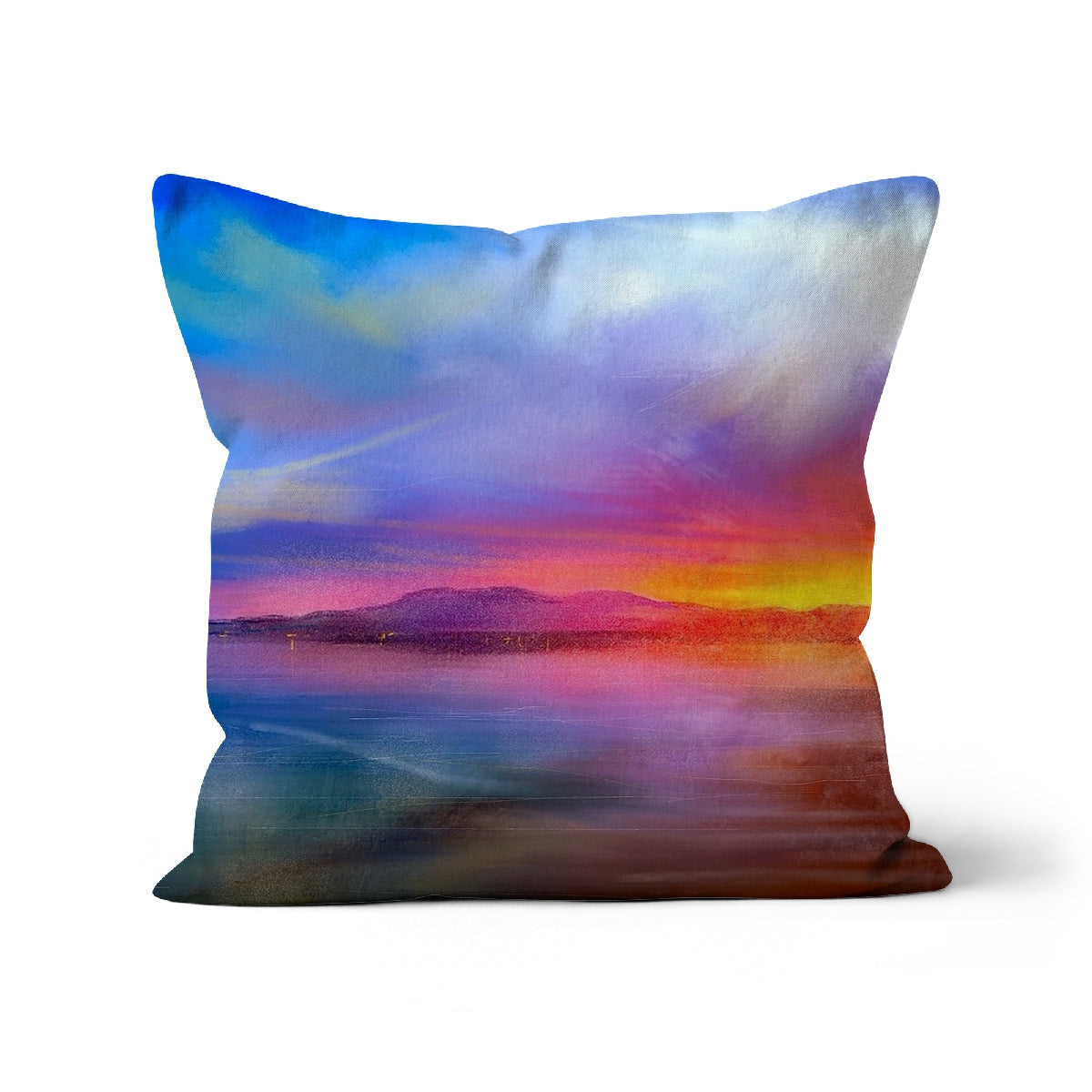Colorful sunset landscape throw pillow from Arran Sunset Cushion collection