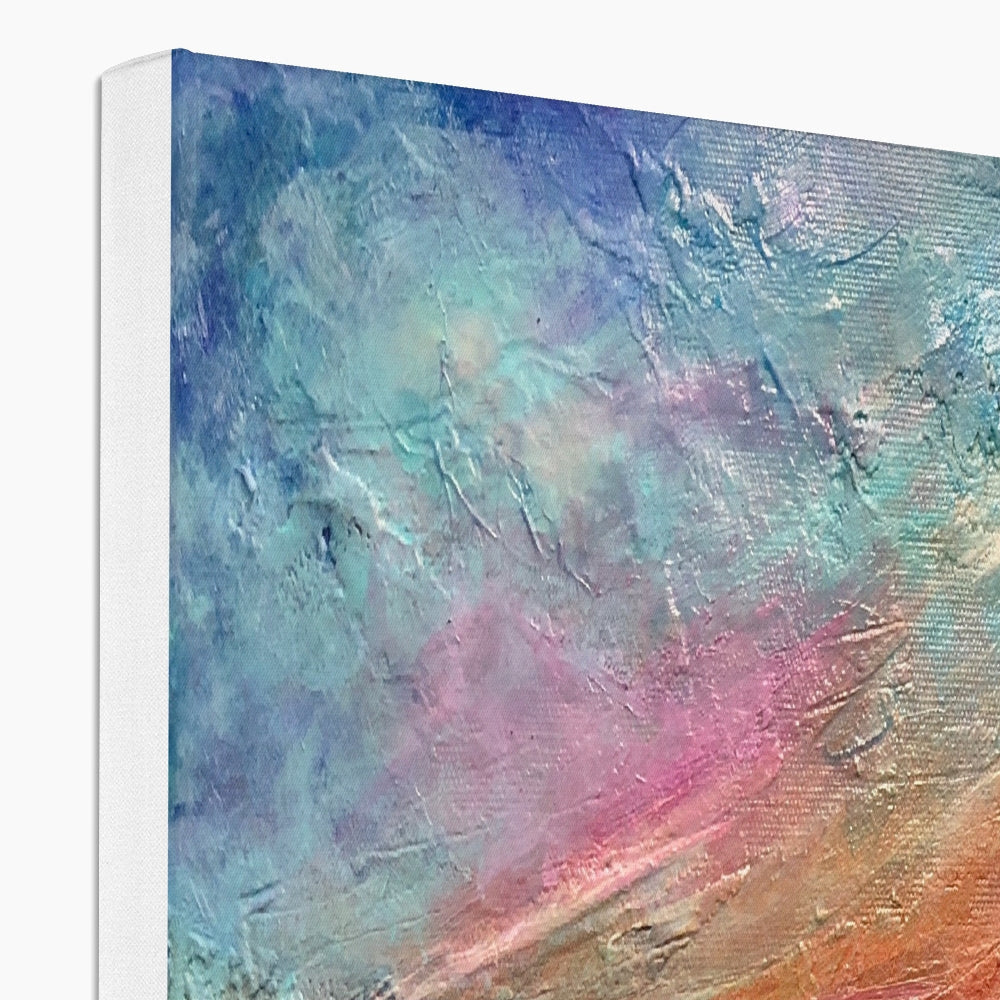 Arran Sunset II canvas print with blended blue, teal, pink, orange hues