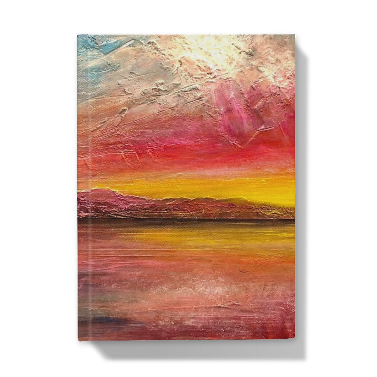 Vibrant abstract sunset painting in Arran Sunset ii Hardback Journal