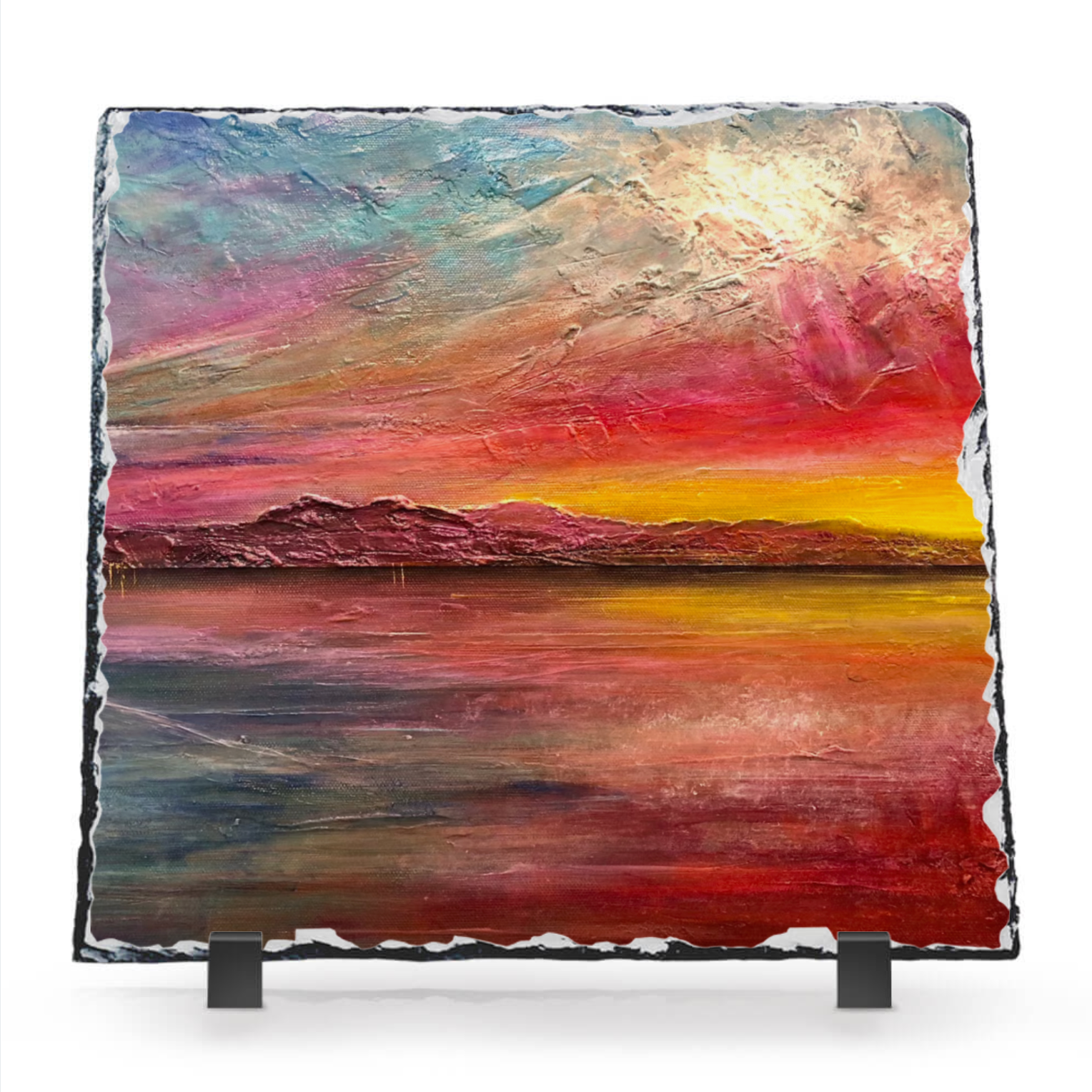 Arran Sunset ii Scottish Slate Art | Arran Art Gallery | Paintings, Prints, Homeware and Art Gifts From Scotland By Scottish Artist Kevin Hunter