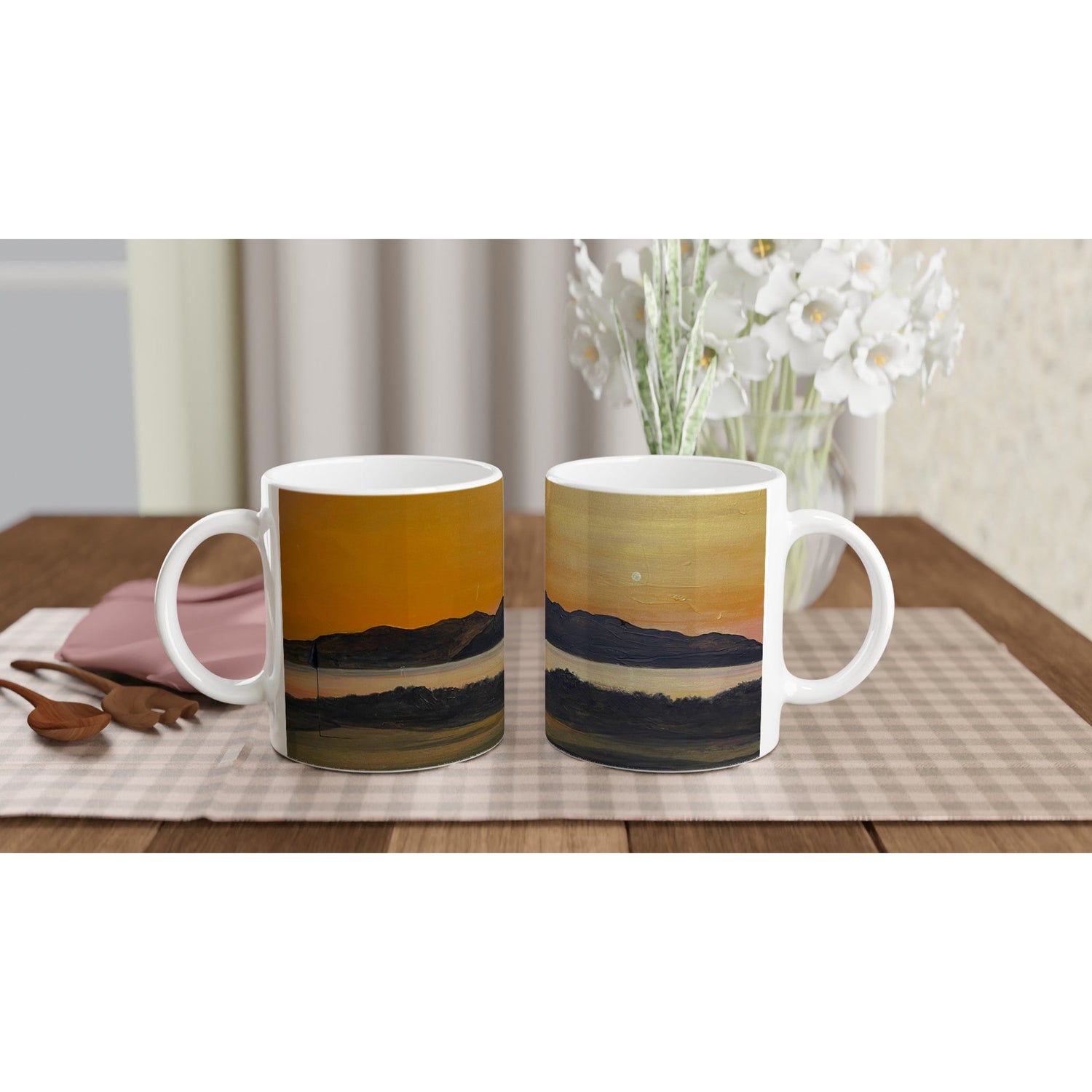 Arran &amp; The 5th Green Royal Troon Golf Course | Ceramic Art Mug From Scotland