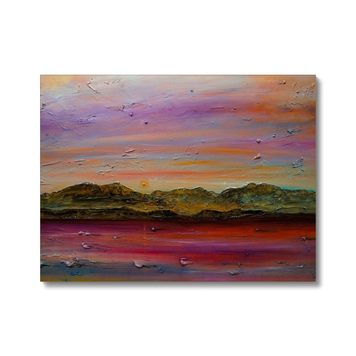 Arran Winter Dusk purple orange abstract landscape canvas print