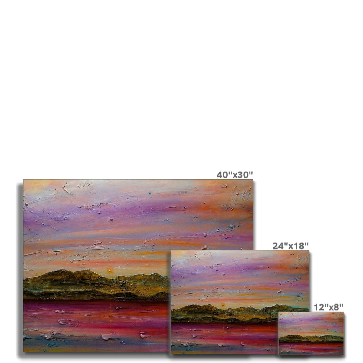 Vibrant purple pink orange abstract landscape 40x30 canvas print Arran Winter Dusk