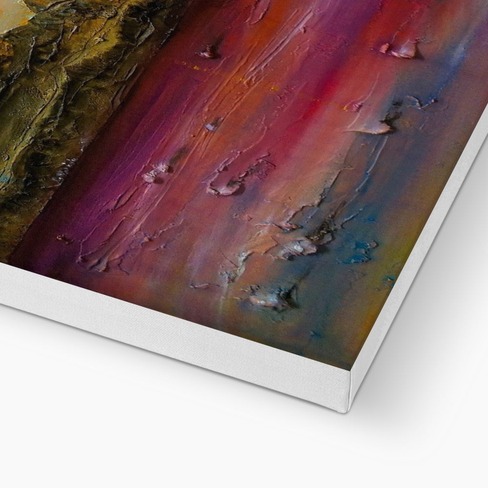 Arran Winter Dusk canvas print with vibrant abstract textured brushstrokes