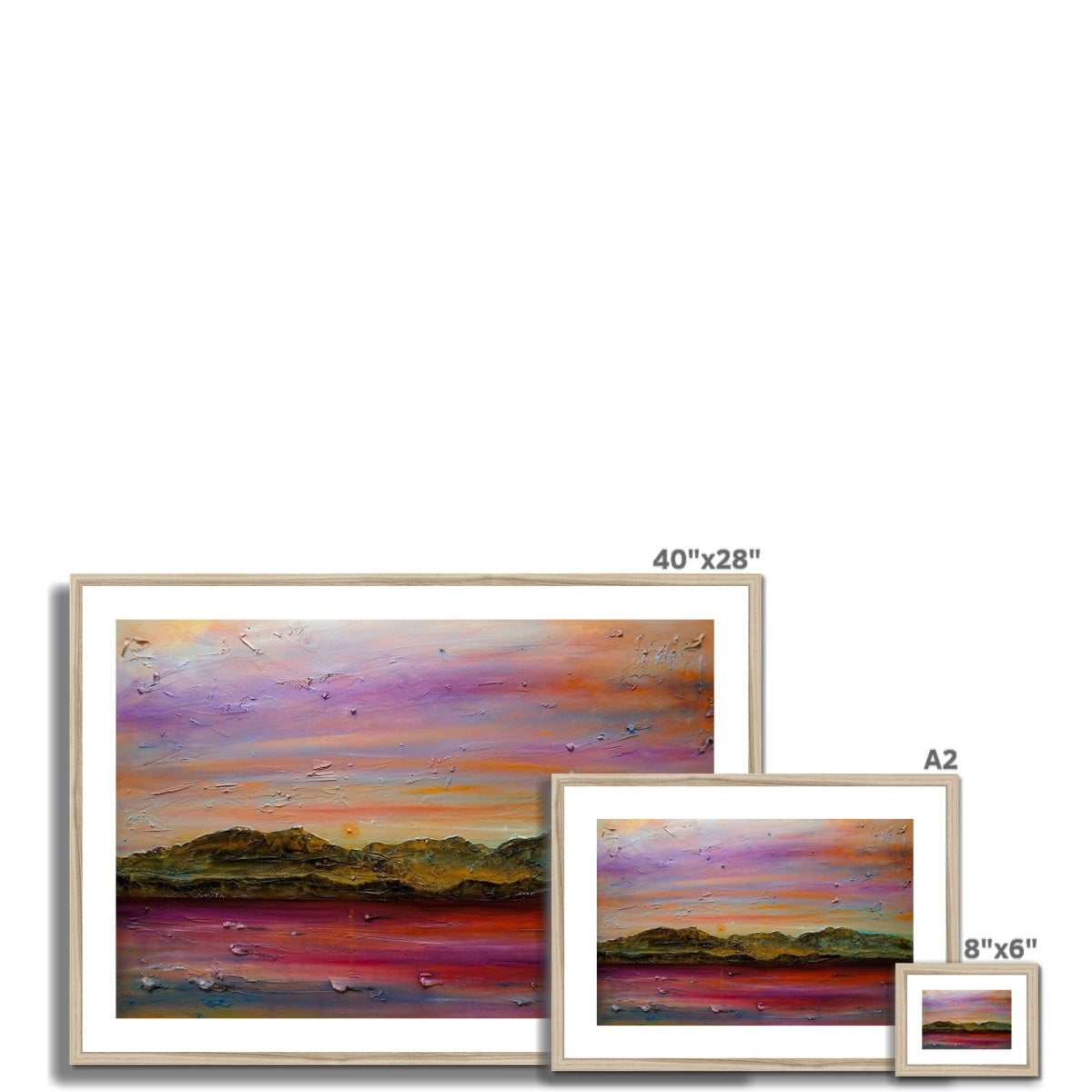 Arran Winter Dusk 40x28 framed abstract mountain sunset painting