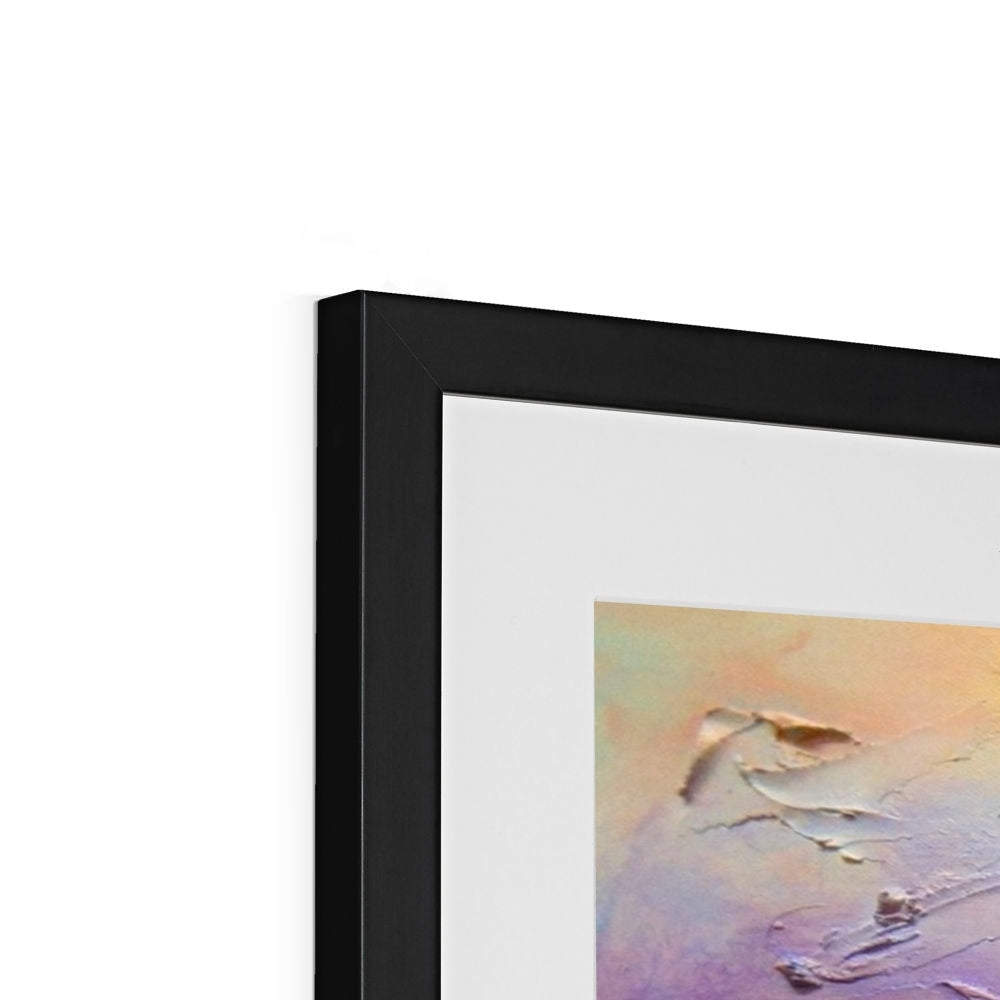 Arran Winter Dusk black framed abstract art print with pastel textures