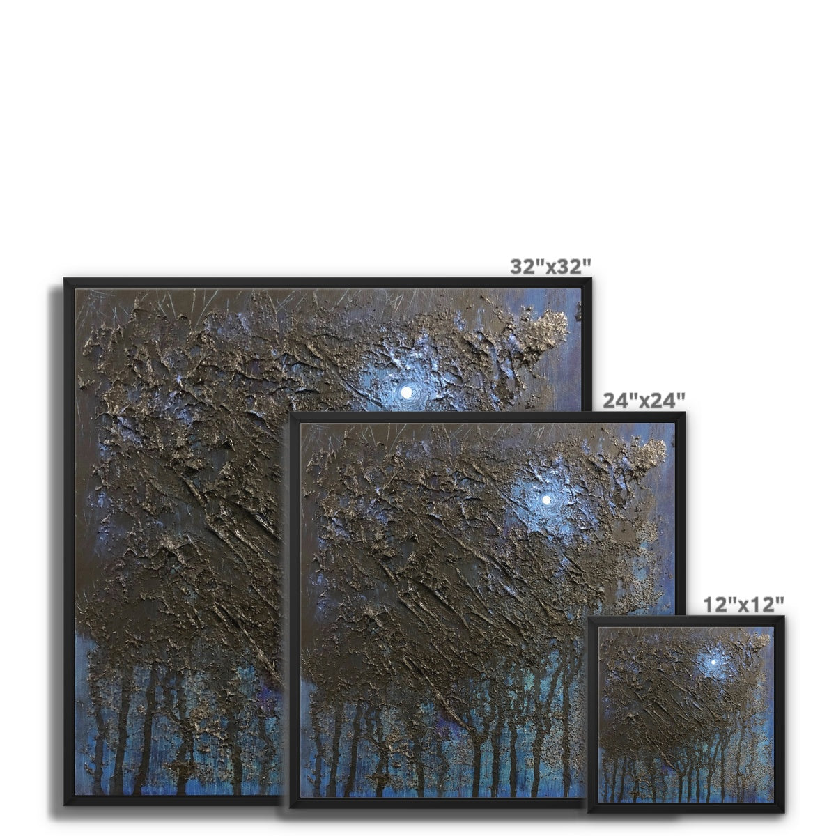 The Blue Moon Wood Abstract Painting | Framed Canvas From Scotland-Floating Framed Canvas Prints-Abstract & Impressionistic Art Gallery-Paintings, Prints, Homeware, Art Gifts From Scotland By Scottish Artist Kevin Hunter