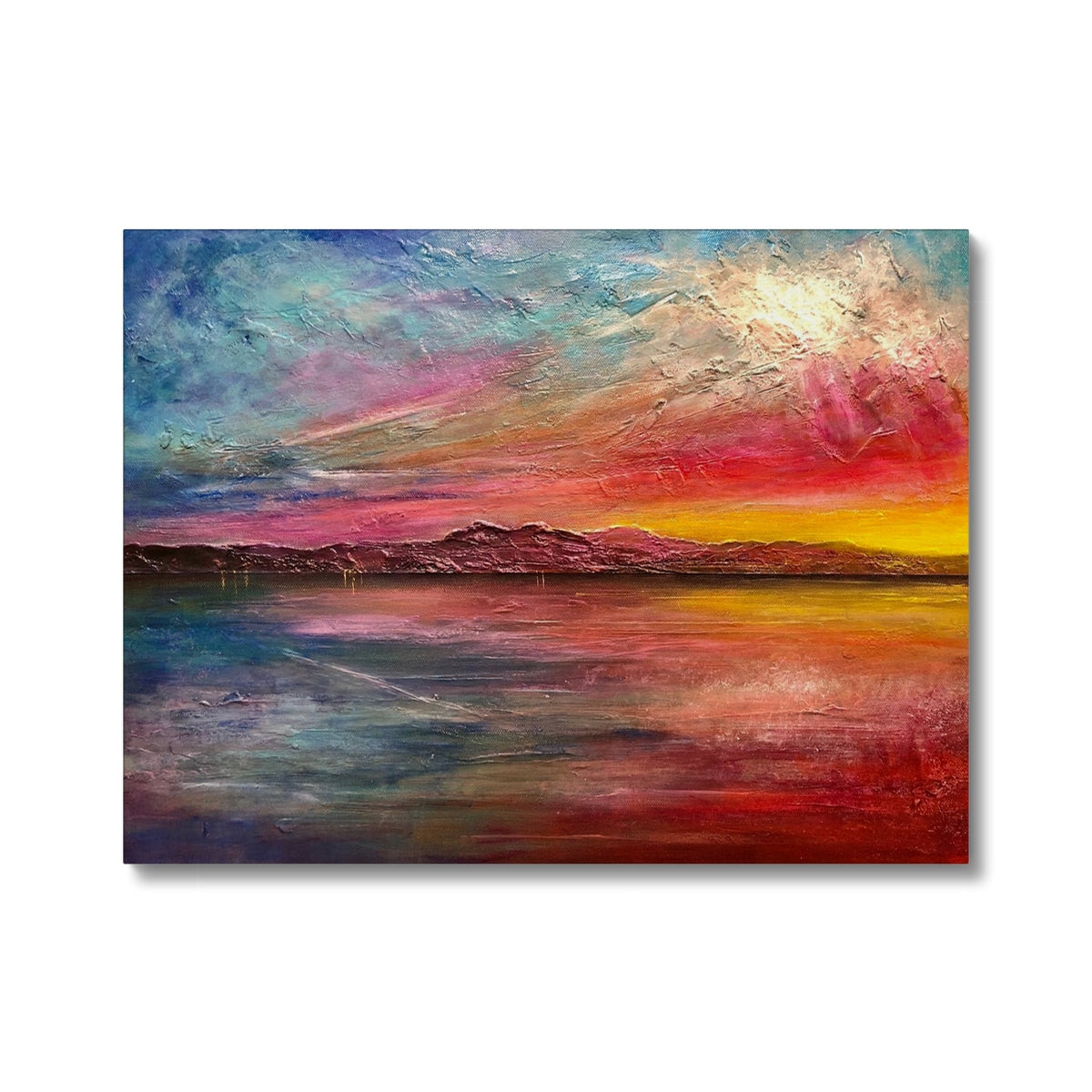 Arran Sunset ii Painting | Canvas From Scotland-Contemporary Stretched Canvas Prints-Arran Art Gallery-24"x18"-Paintings, Prints, Homeware, Art Gifts From Scotland By Scottish Artist Kevin Hunter