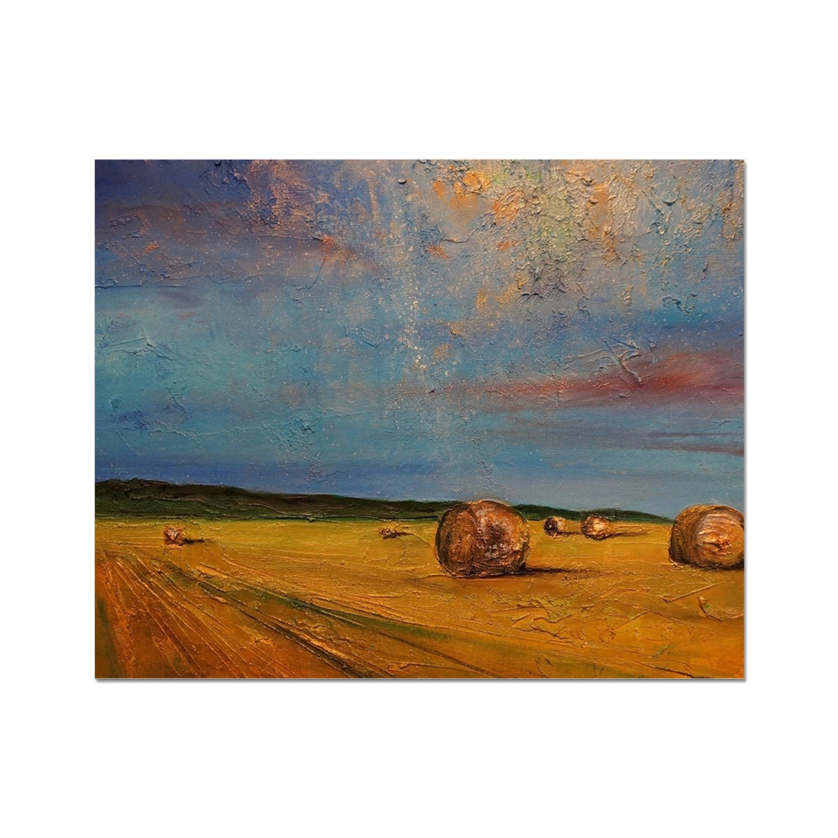 Hay Bales Painting | Artist Proof Collector Prints From Scotland-Artist Proof Collector Prints-Scottish Highlands & Lowlands Art Gallery-20"x16"-Paintings, Prints, Homeware, Art Gifts From Scotland By Scottish Artist Kevin Hunter
