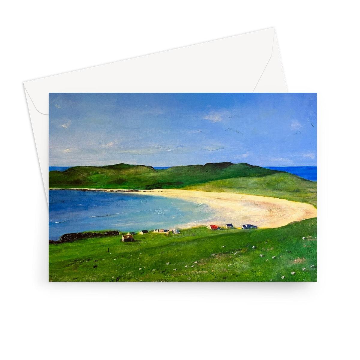 Balephuil Beach Tiree Art Gifts Greeting Card-Greetings Cards-Hebridean Islands Art Gallery-7"x5"-1 Card-Paintings, Prints, Homeware, Art Gifts From Scotland By Scottish Artist Kevin Hunter