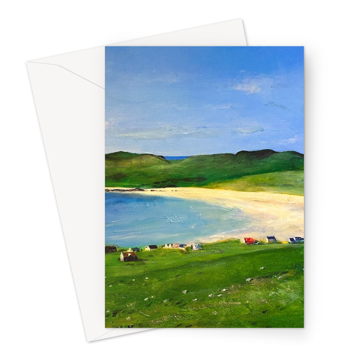 Balephuil Beach Tiree Art Gifts Greeting Card-Greetings Cards-Hebridean Islands Art Gallery-A5 Portrait-10 Cards-Paintings, Prints, Homeware, Art Gifts From Scotland By Scottish Artist Kevin Hunter