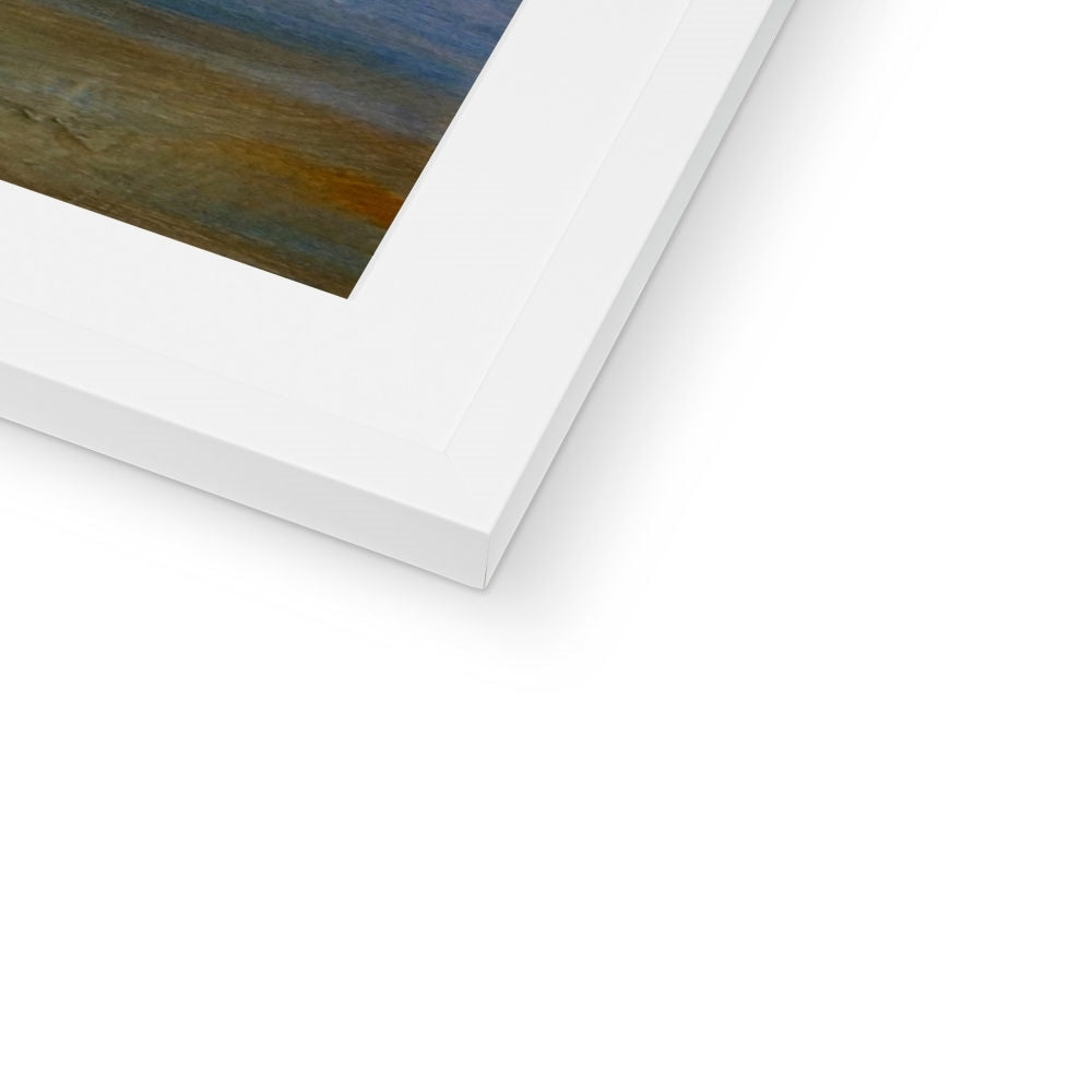 White matted Bass Rock Dawn minimalist abstract landscape canvas print
