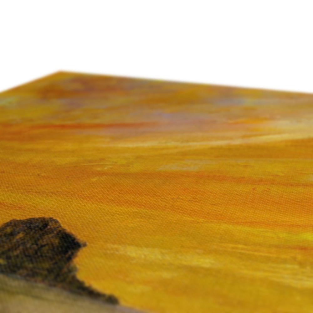 Yellow and orange abstract Bass Rock Dusk painting on canvas print