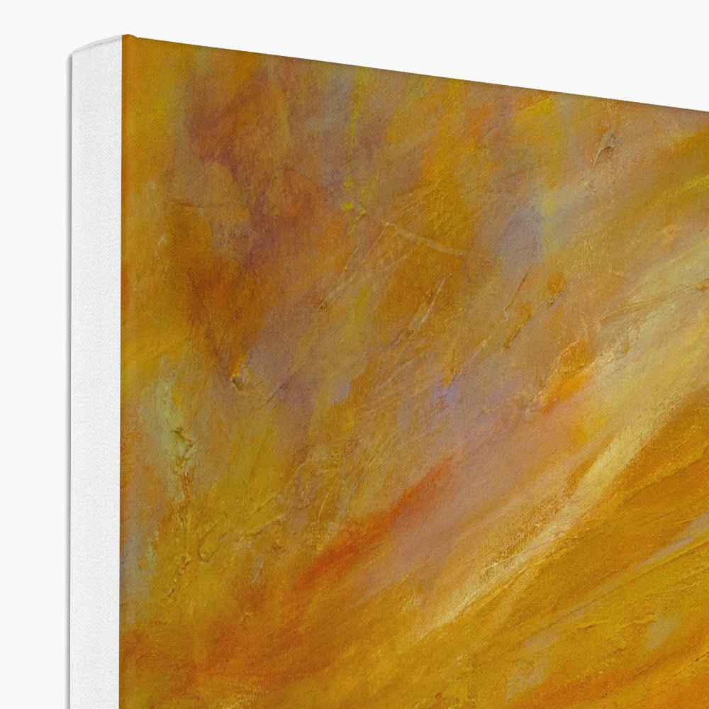 Bass Rock Dusk abstract canvas print in yellow orange textured art