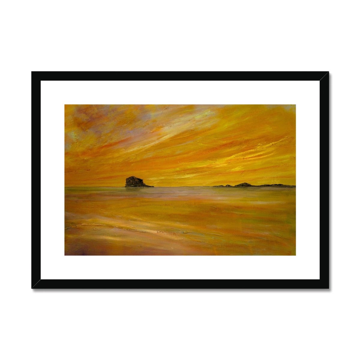 Bass Rock Dusk Painting | Framed & Mounted Prints From Scotland