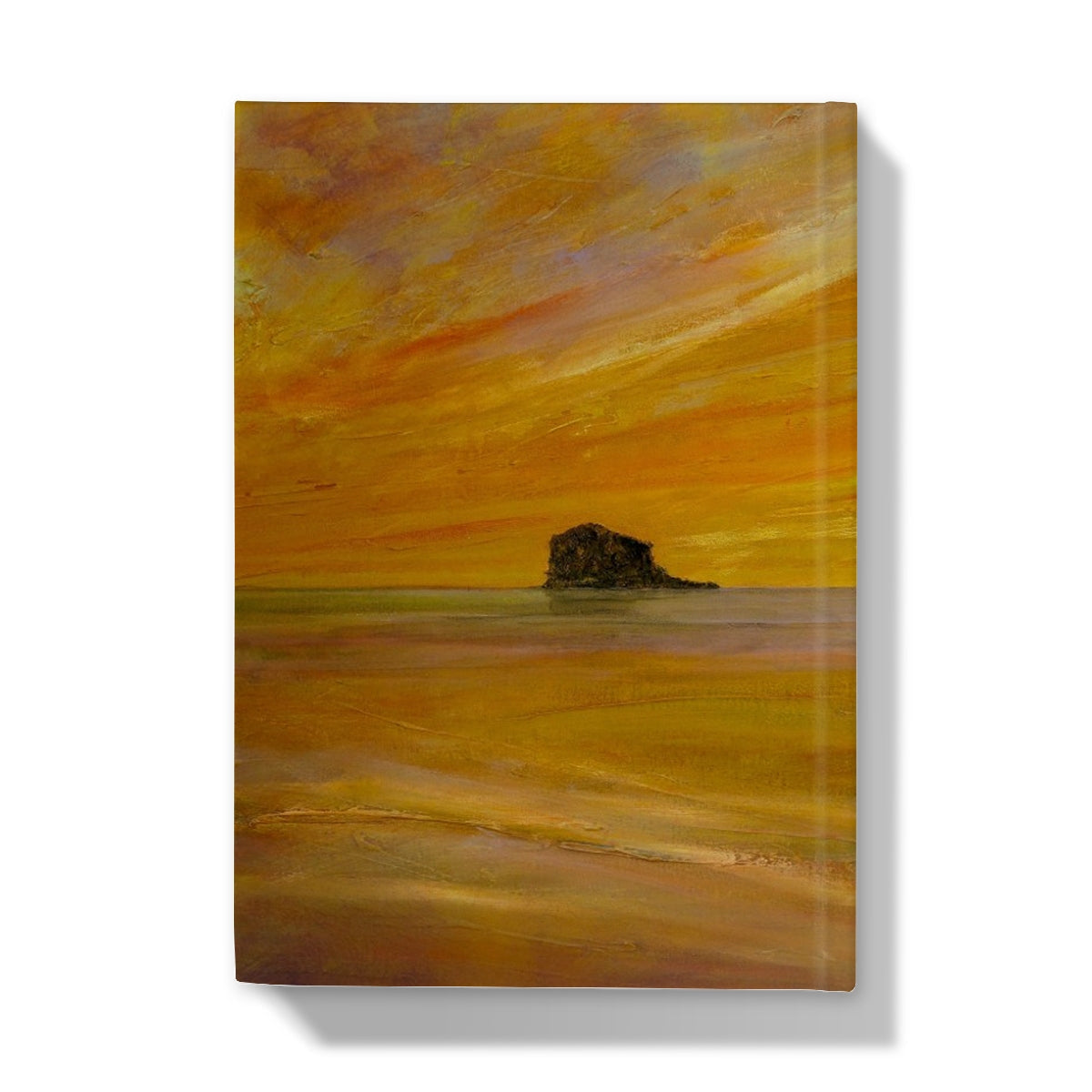 Bass Rock Dusk yellow orange sunset beach canvas wall art journal
