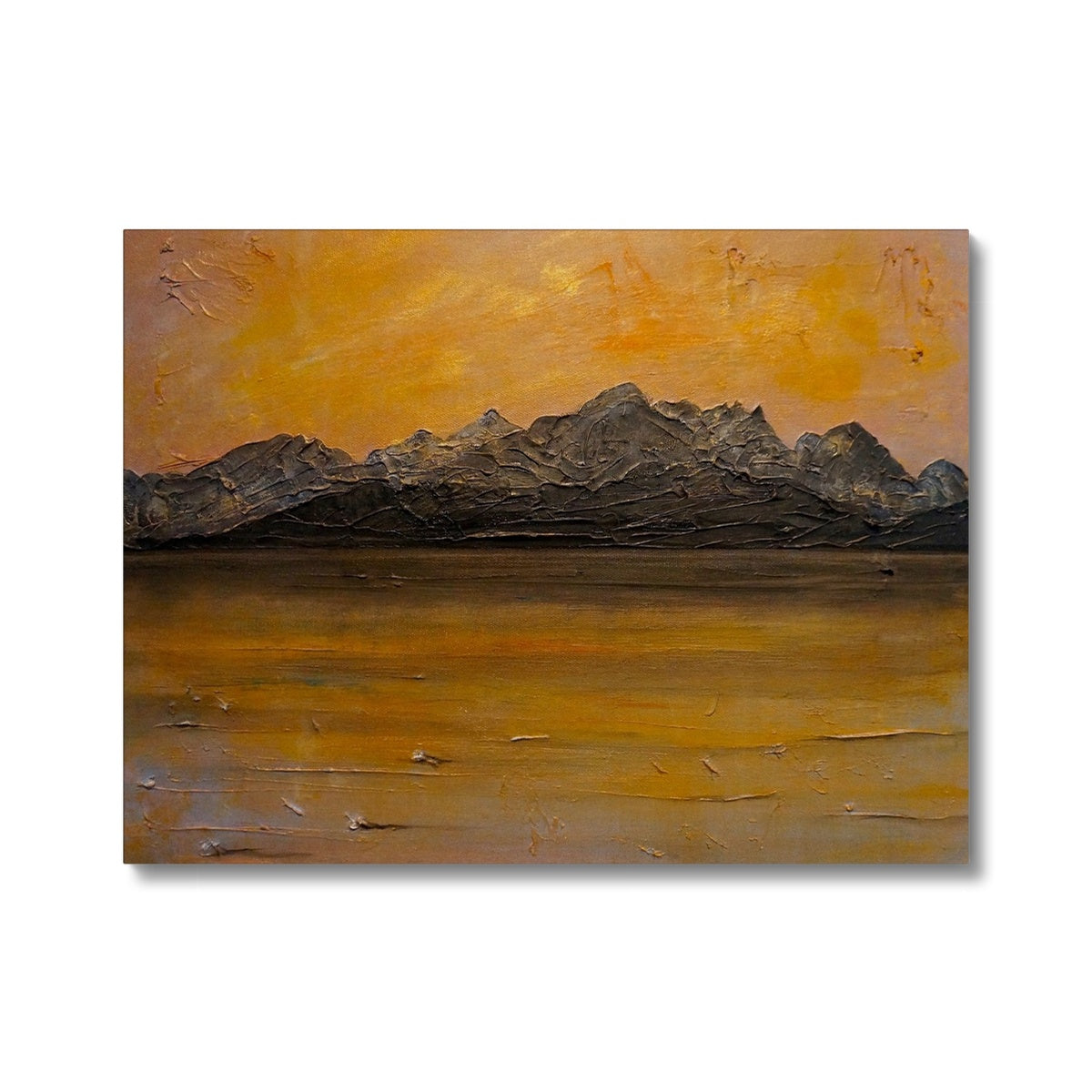 Cuillin Sunset Skye Painting | Canvas From Scotland-Contemporary Stretched Canvas Prints-Skye Art Gallery-24"x18"-Paintings, Prints, Homeware, Art Gifts From Scotland By Scottish Artist Kevin Hunter