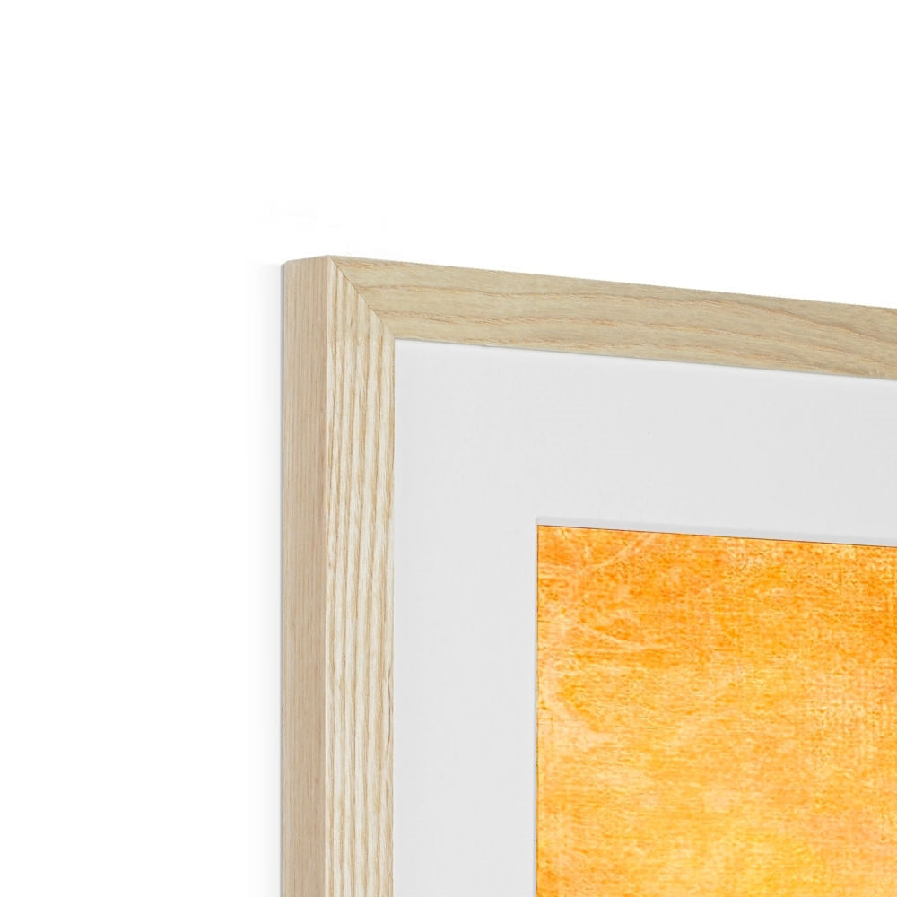 Light wood frame with white mat and textured orange Beach Art Prints artwork