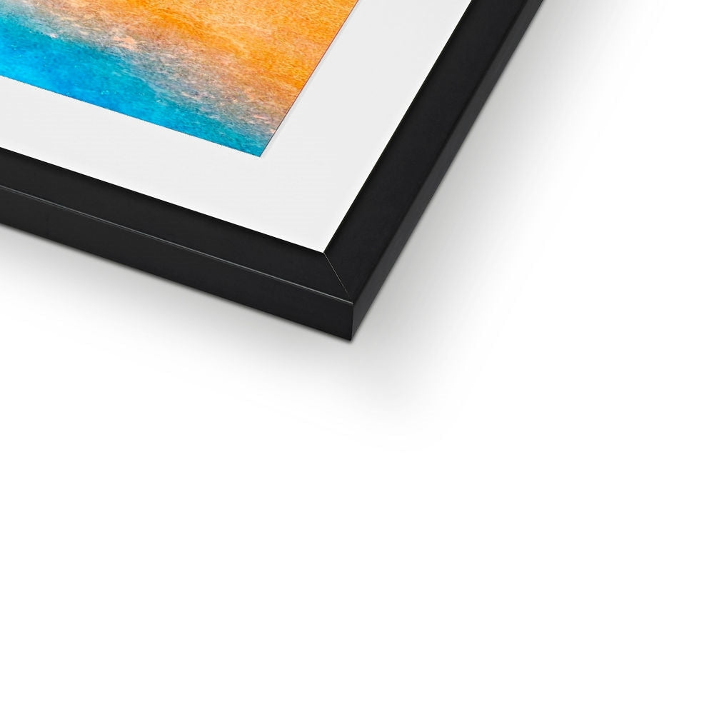 Black frame with white mat and abstract beach painting print