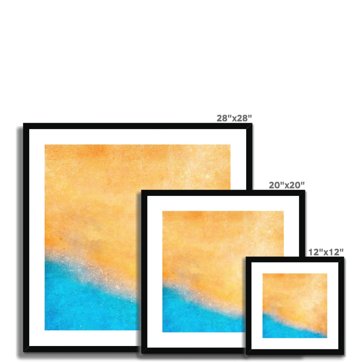 28x28 Framed The Beach Abstract Art Print in Black Frame