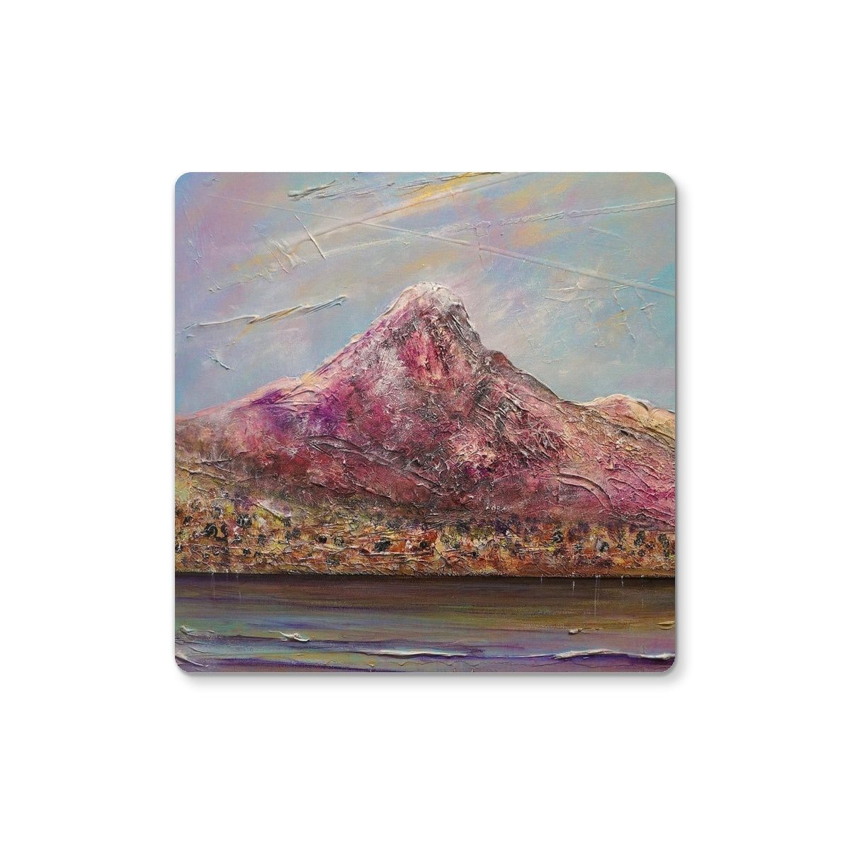 Ben Lomond Art Gifts Coaster-Coasters-Scottish Lochs & Mountains Art Gallery-2 Coasters-Paintings, Prints, Homeware, Art Gifts From Scotland By Scottish Artist Kevin Hunter