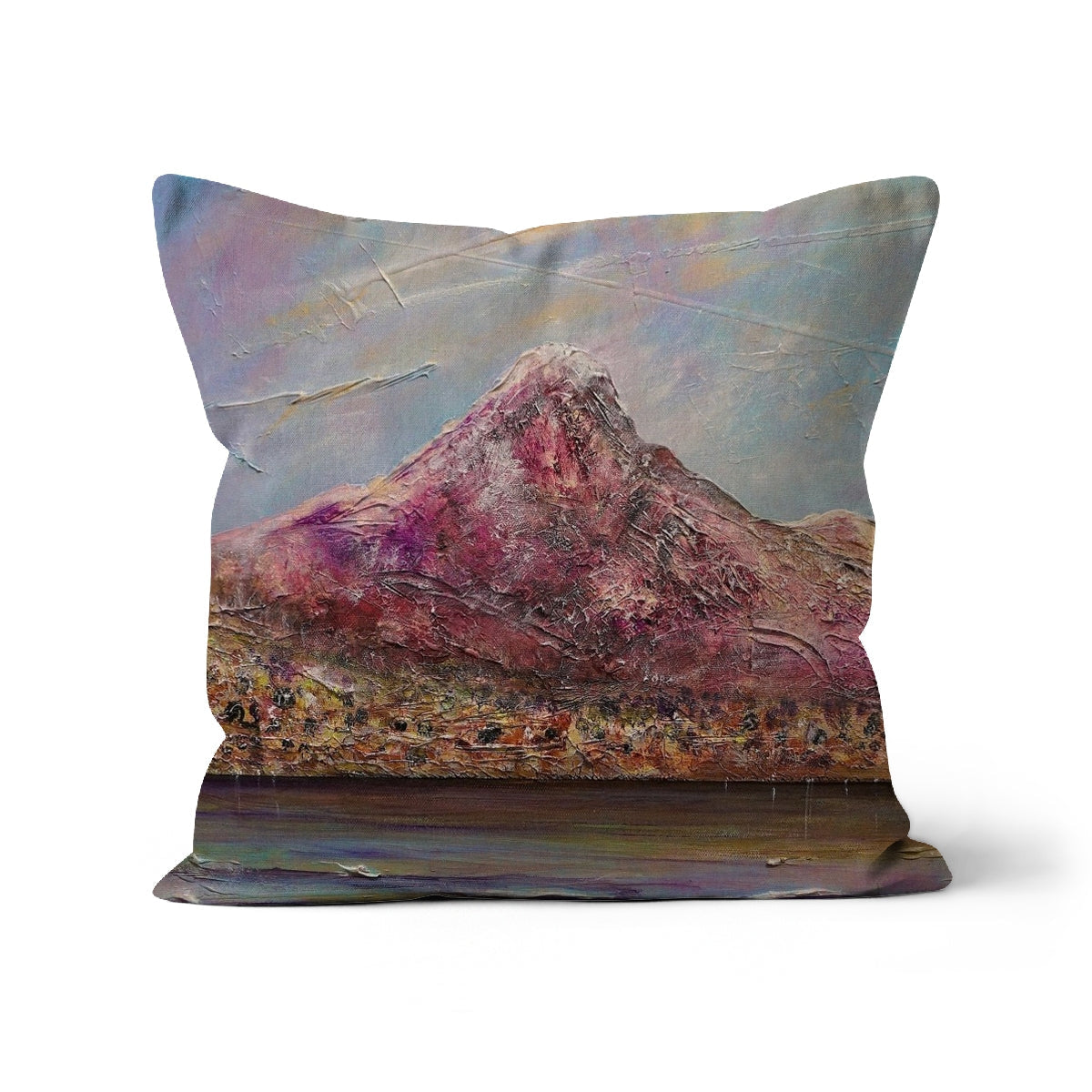 Ben Lomond purple pink mountain textured throw pillow