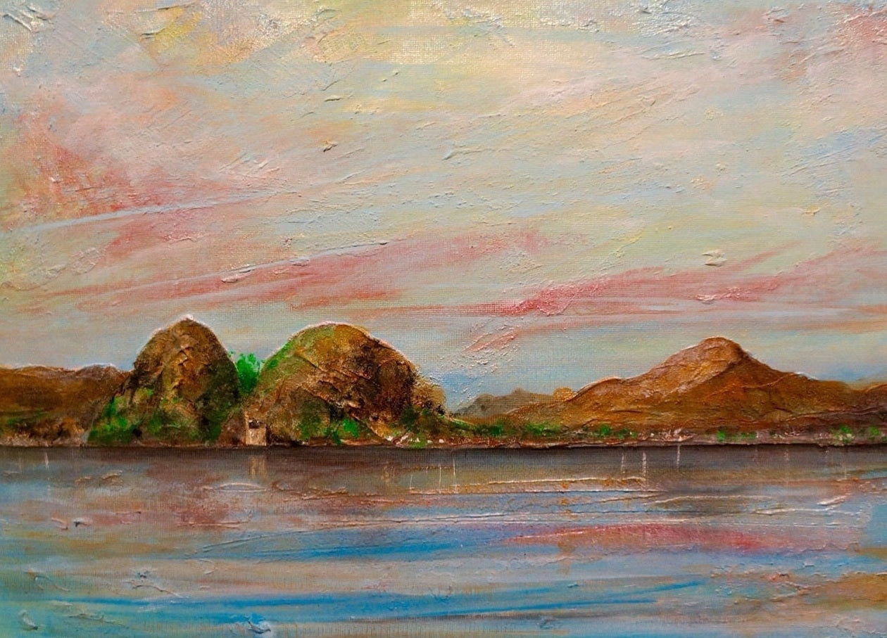 Impressionistic landscape painting of Ben Lomond and Dumbarton Rock artwork