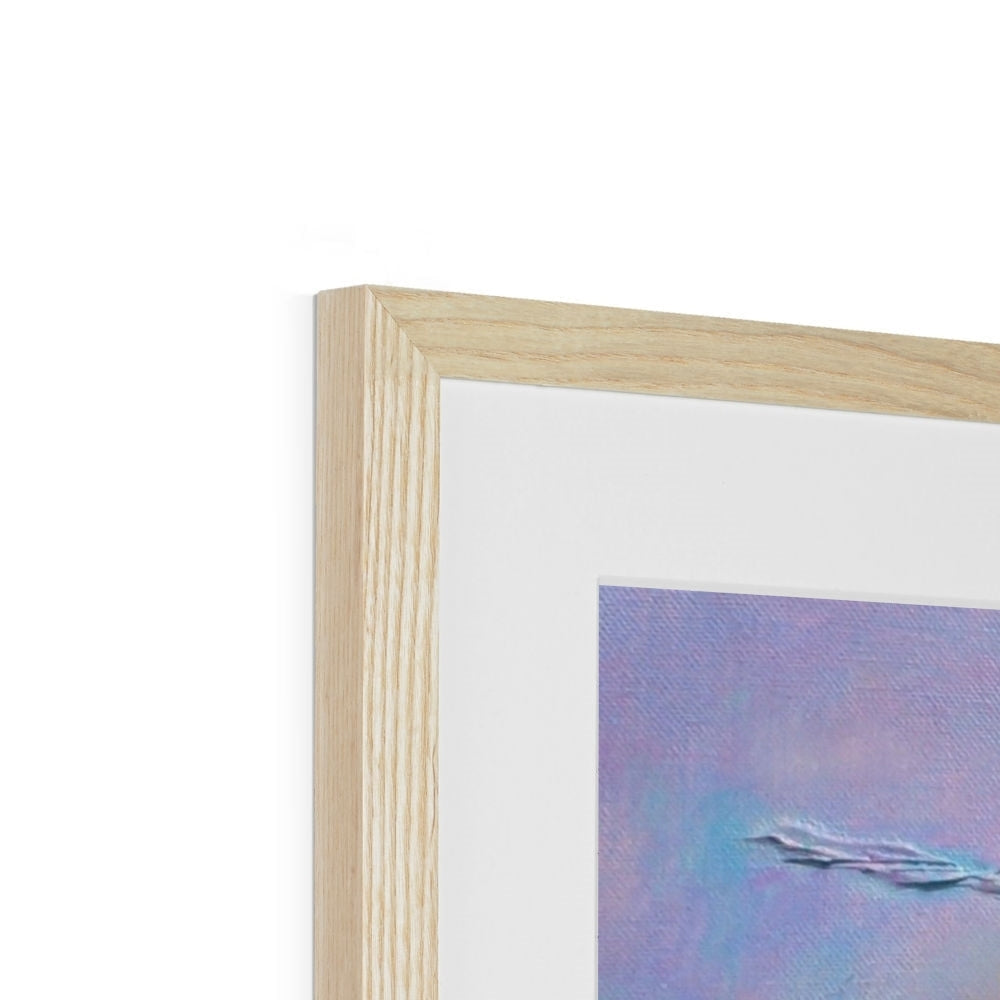 Ben Lomond abstract painting in light wood frame with white mat